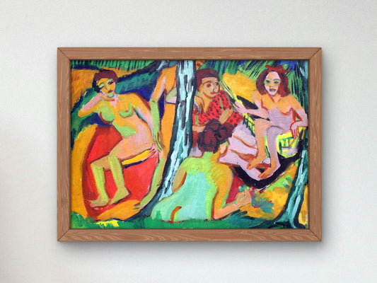 Bathers by Ernst Ludwig Kirchner 1910, Museum Quality Oil Painting, Modern Art home decor, wall art
