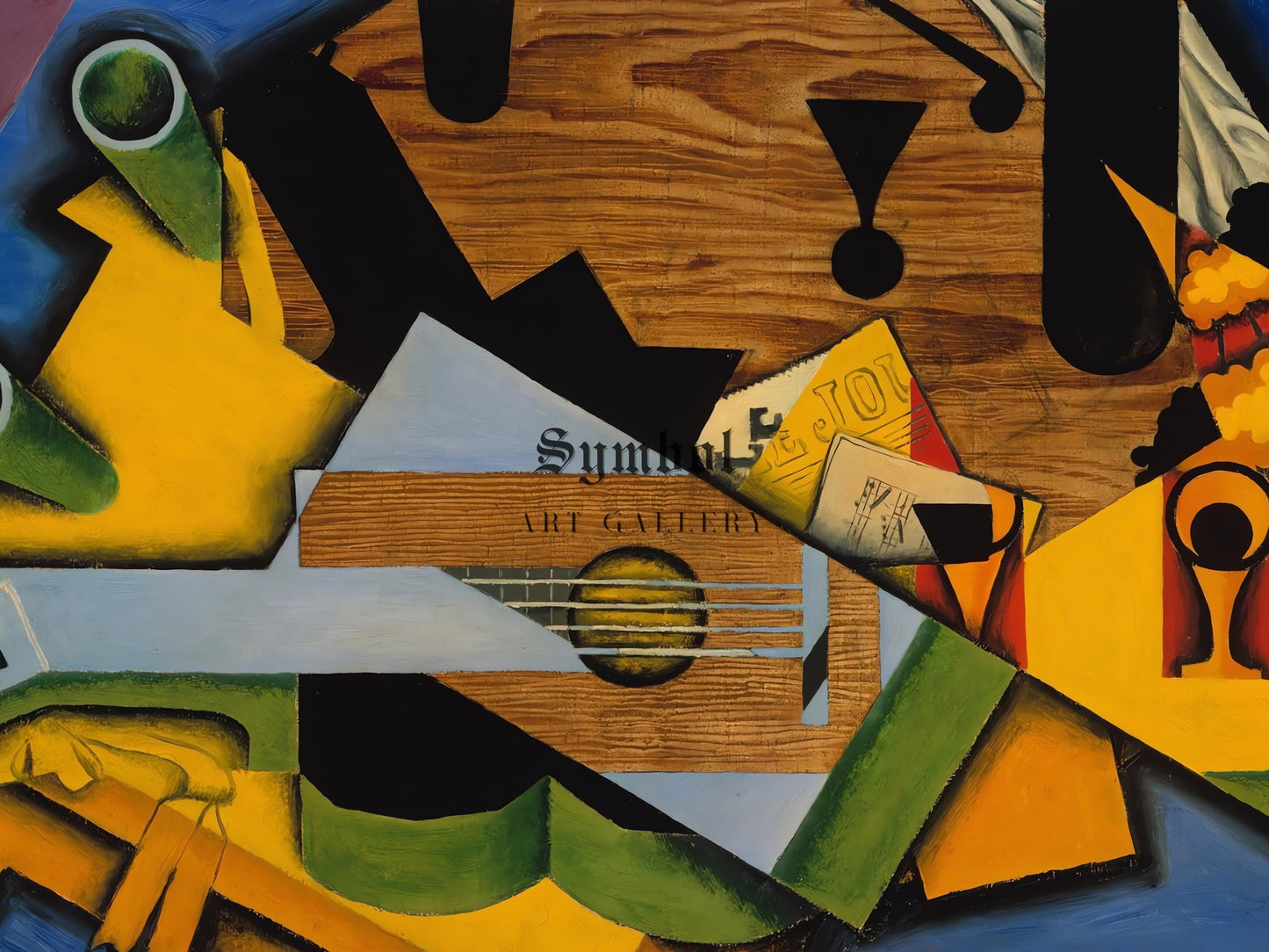 Still Life with Guitar by Juan Gris 1913, Museum Quality Oil Painting, Modern Art home decor, wall art