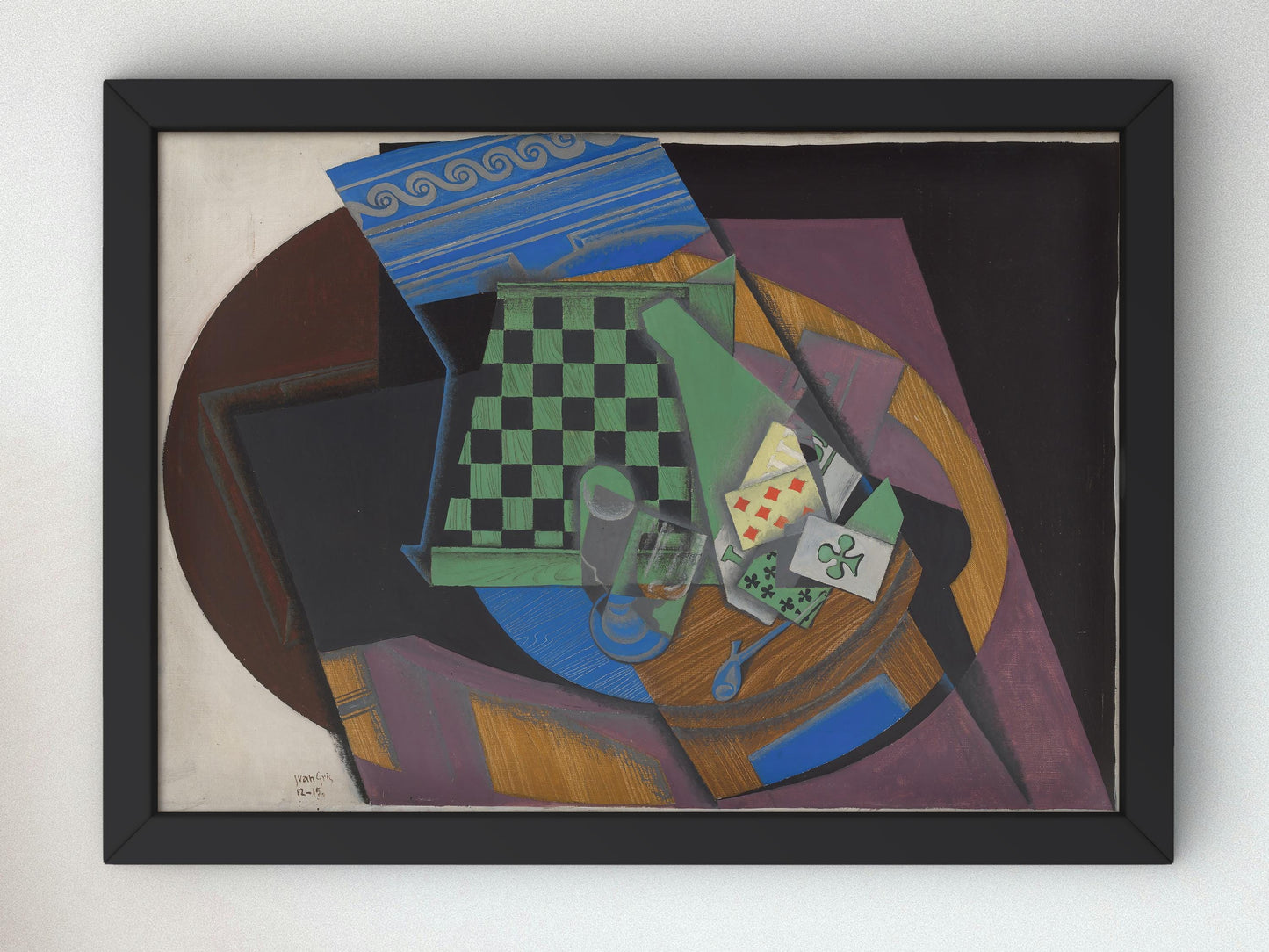 Damier et cartes à jouer by Juan Gris 1915, Museum Quality Oil Painting, Modern Art home decor, wall art
