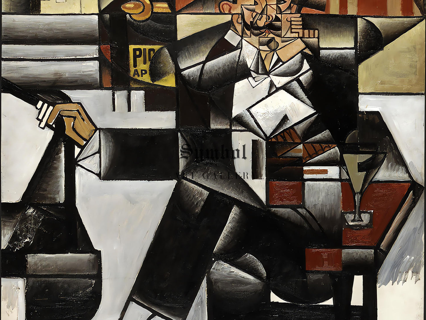 Man in a Café by Juan Gris 1912, Museum Quality Oil Painting, Modern Art home decor, wall art