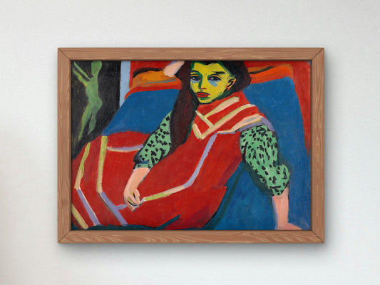 Fille assise by Ernst Ludwig Kirchner 1910, Museum Quality Oil Painting, Modern Art home decor, wall art