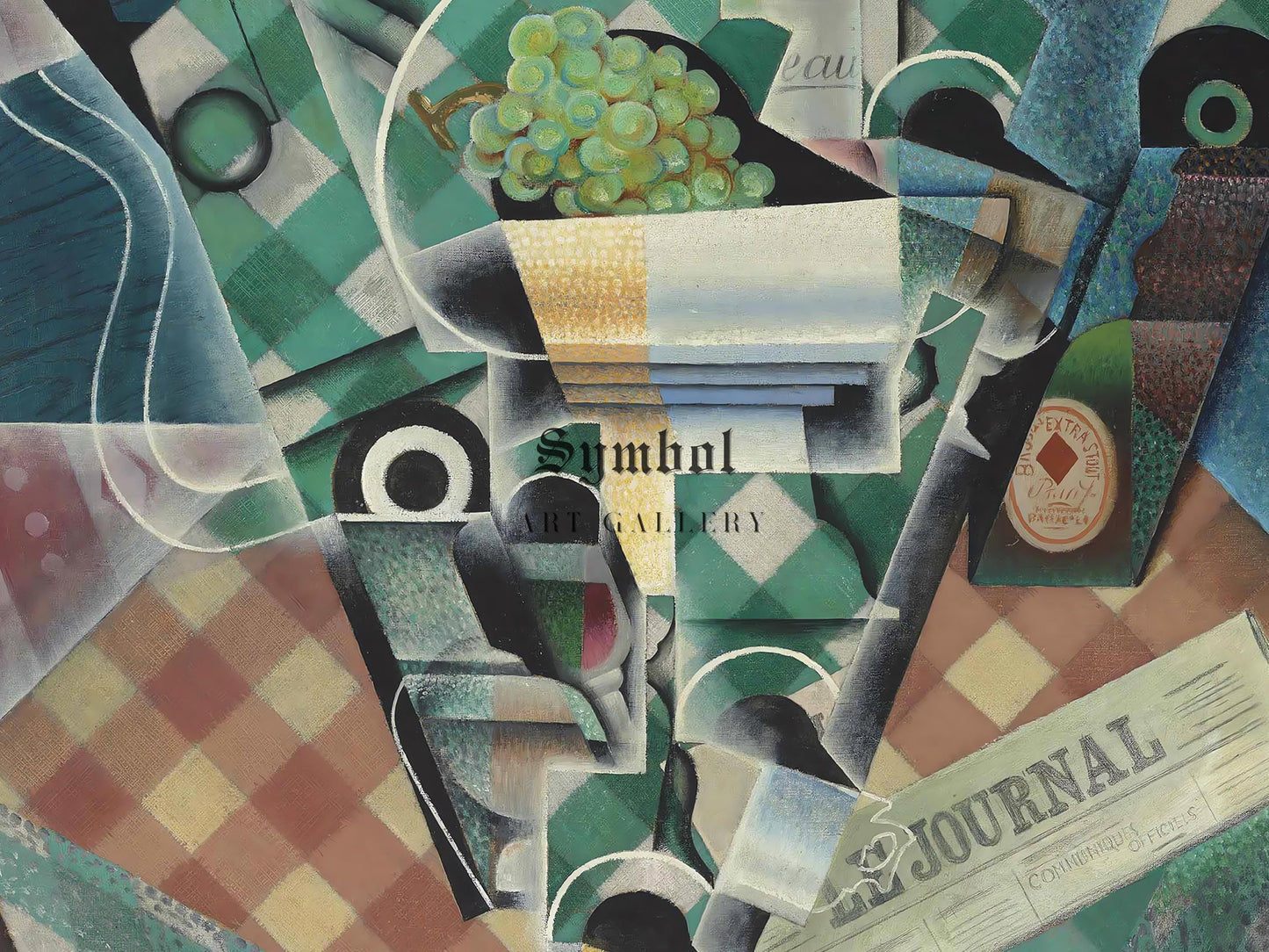 Still Life with Checked Tablecloth by Juan Gris 1915, Museum Quality Oil Painting print, Modern Art