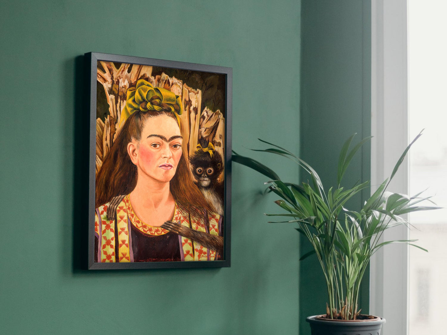 Self-Portrait with Monkey by Frida Kahlo 1945, Museum Quality Print, Modern art, home Deco Wall art Poster Housewarming art Gift