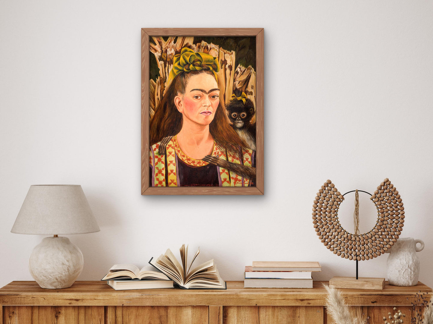 Self-Portrait with Monkey by Frida Kahlo 1945, Museum Quality Print, Modern art, home Deco Wall art Poster Housewarming art Gift