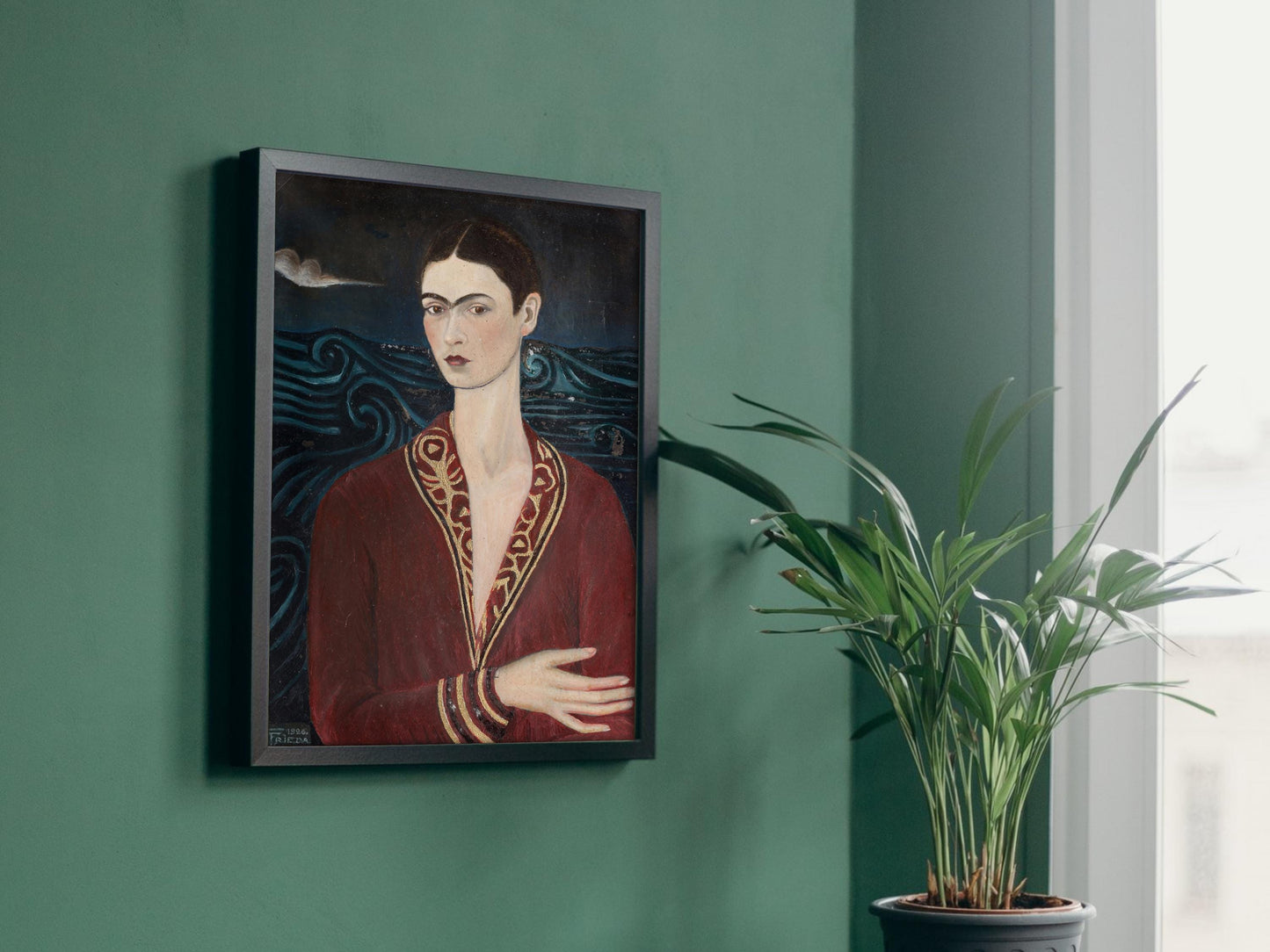 Self-Portrait in a Velvet Dress by Frida Kahlo 1926, Museum Quality Print, Modern art, home Deco Wall art Poster Housewarming art Gift