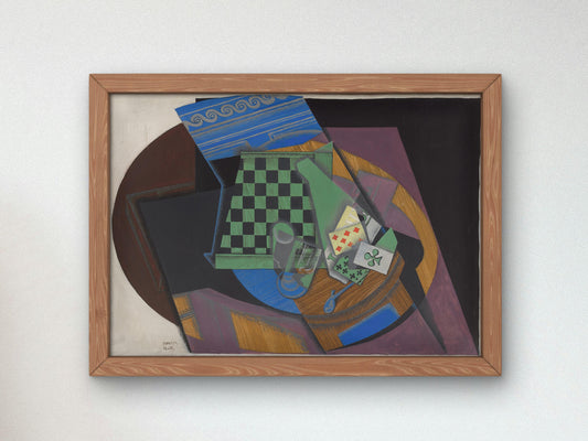 Damier et cartes à jouer by Juan Gris 1915, Museum Quality Oil Painting, Modern Art home decor, wall art
