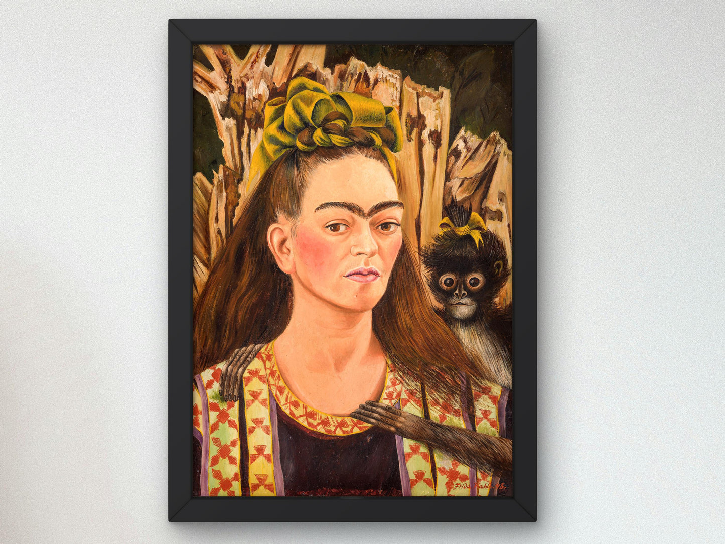 Self-Portrait with Monkey by Frida Kahlo 1945, Museum Quality Print, Modern art, home Deco Wall art Poster Housewarming art Gift