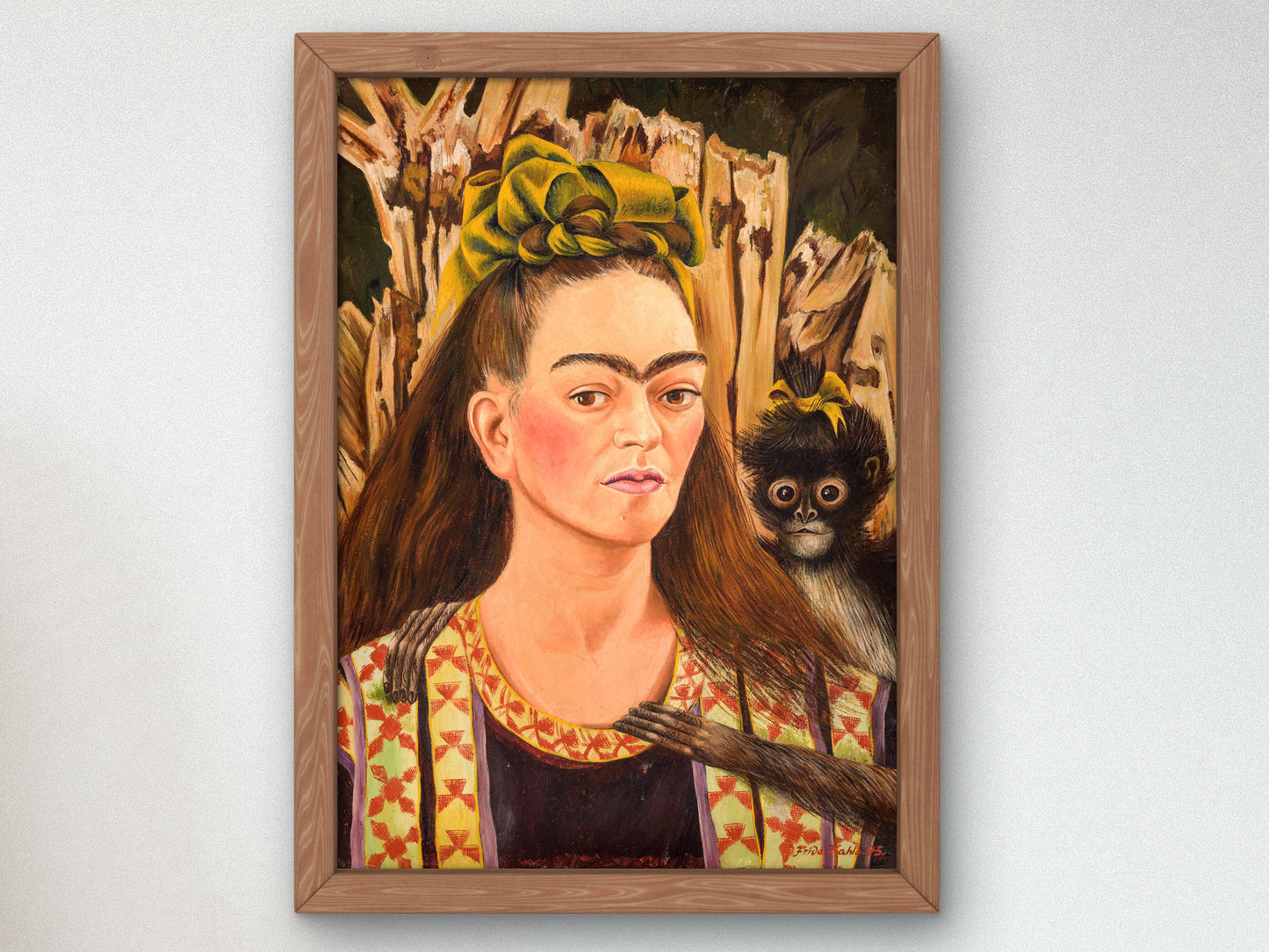 Self-Portrait with Monkey by Frida Kahlo 1945, Museum Quality Print, Modern art, home Deco Wall art Poster Housewarming art Gift