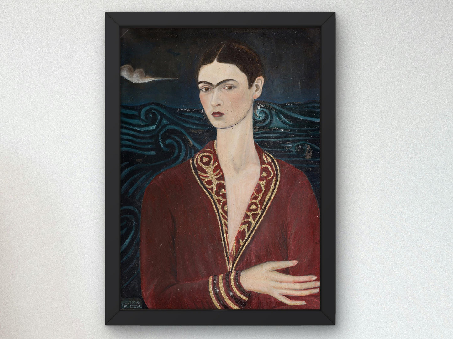 Self-Portrait in a Velvet Dress by Frida Kahlo 1926, Museum Quality Print, Modern art, home Deco Wall art Poster Housewarming art Gift