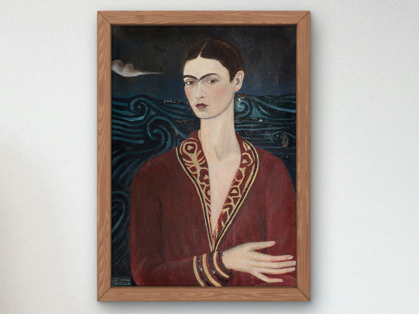 Self-Portrait in a Velvet Dress by Frida Kahlo 1926, Museum Quality Print, Modern art, home Deco Wall art Poster Housewarming art Gift