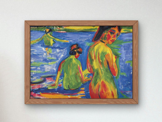 Im See badende Mädchen by Ernst Ludwig Kirchner, 1912, Expressionism and Fauvism, fine art print