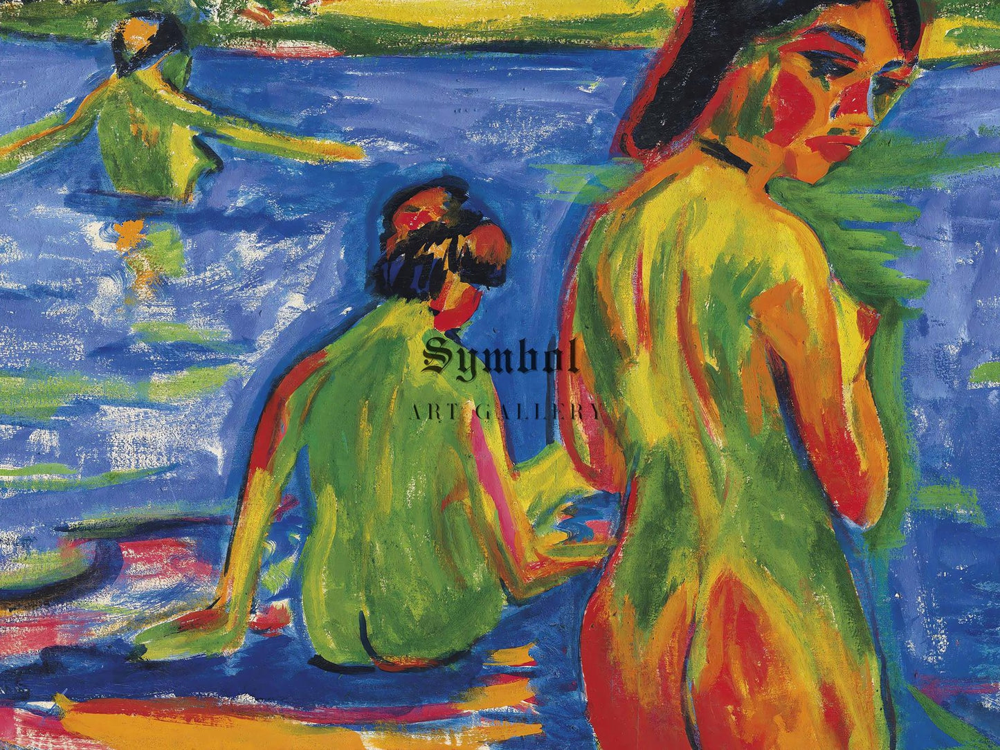 Im See badende Mädchen by Ernst Ludwig Kirchner, 1912, Expressionism and Fauvism, fine art print