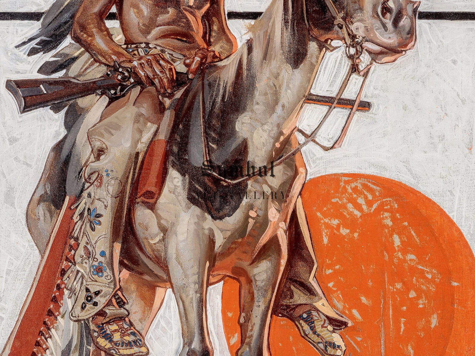 Indian with Campfire Below by Joseph Christian Leyendecker, 1923, Art Deco and American Modernism, fine art print