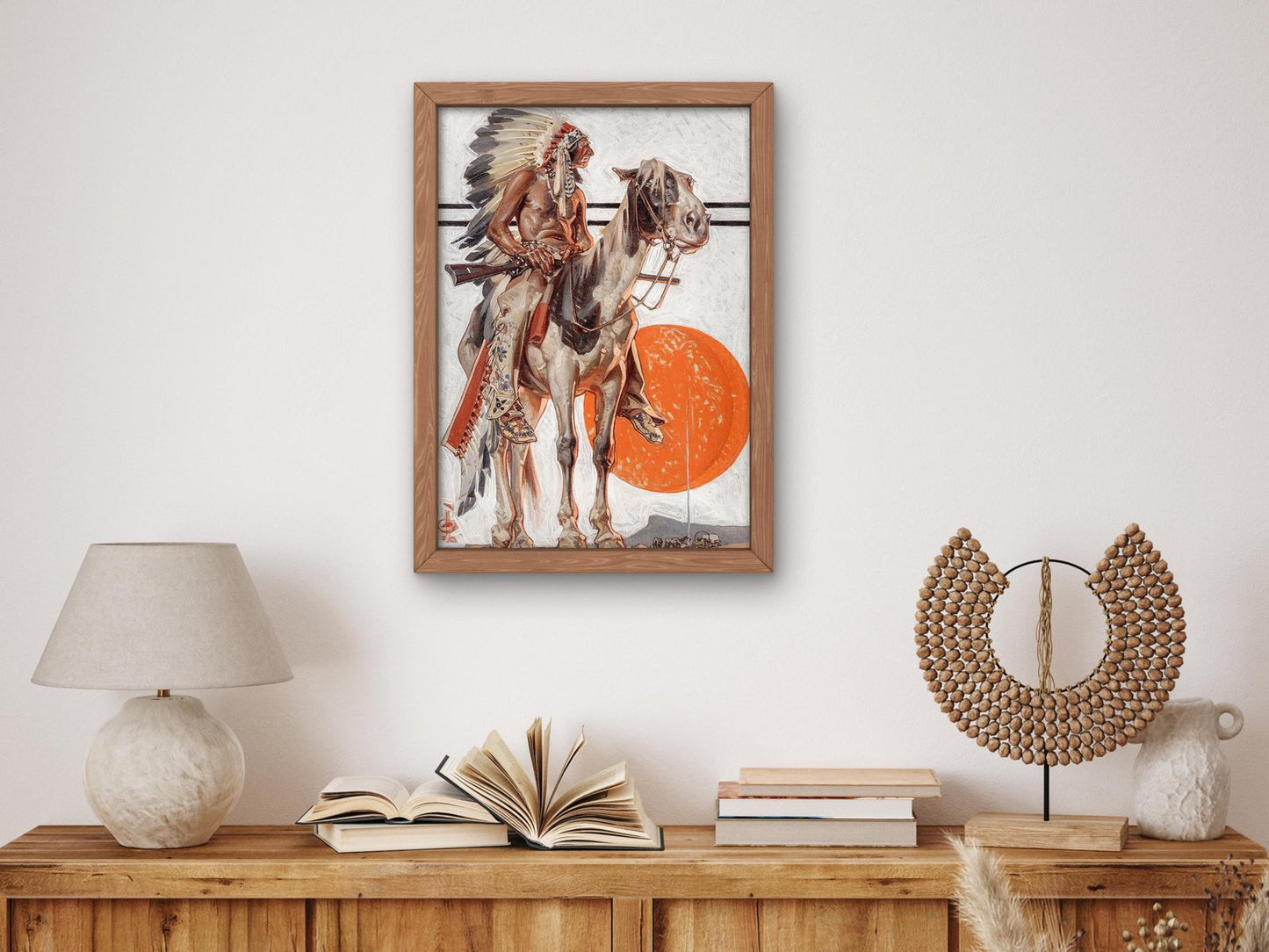 Indian with Campfire Below by Joseph Christian Leyendecker, 1923, Art Deco and American Modernism, fine art print