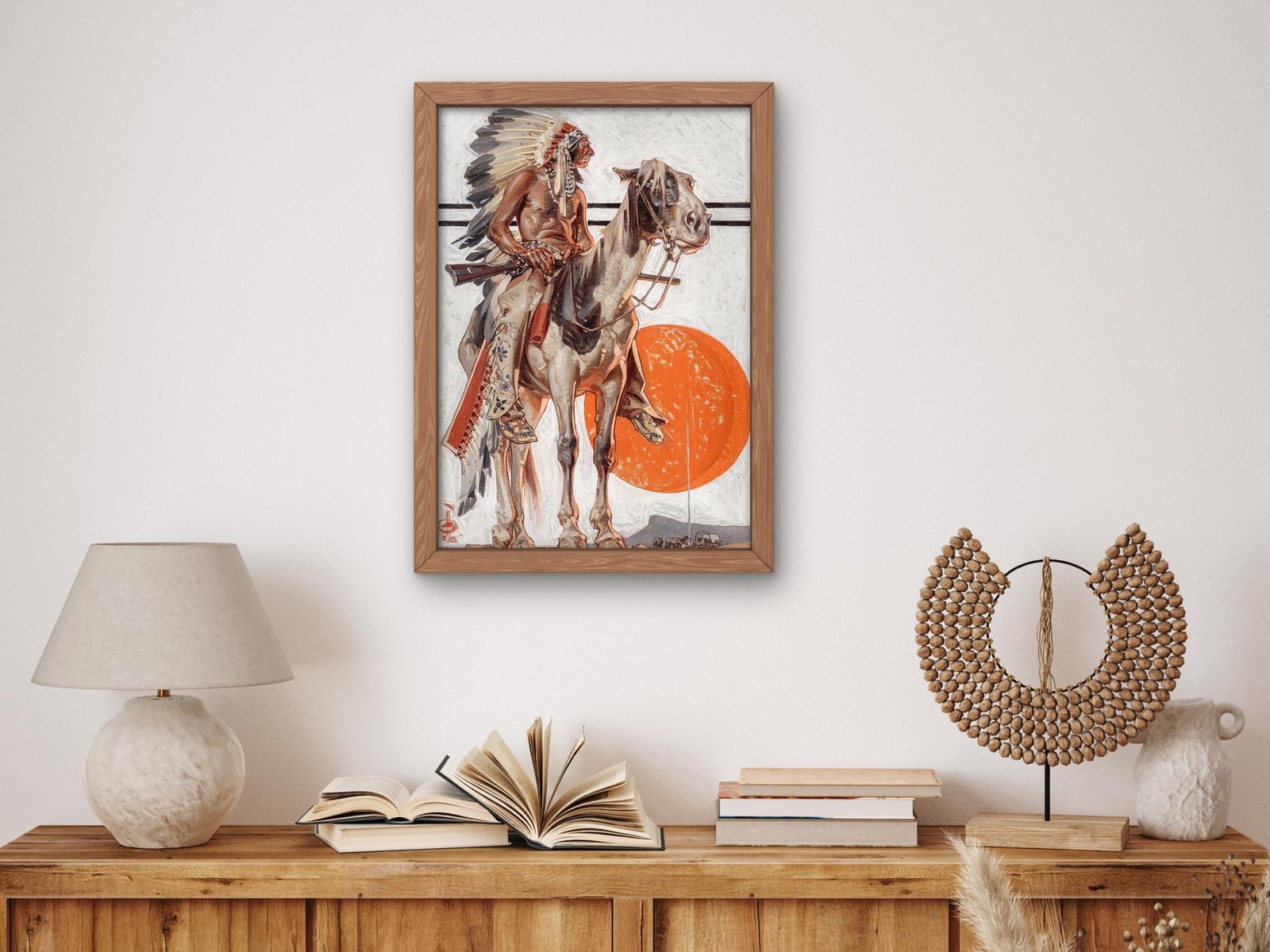 Indian with Campfire Below by Joseph Christian Leyendecker, 1923, Art Deco and American Modernism, fine art print