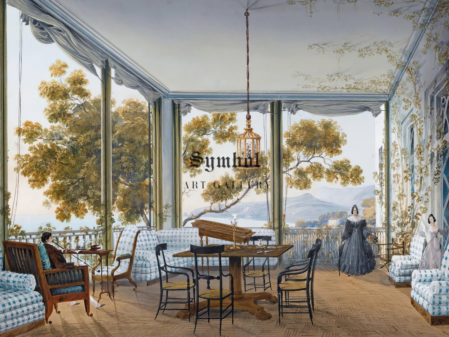Interior in the Naryshkin Palace of Miskhor by Carlo Bossoli, 1842, Romanticism and Classical Landscapes, fine art print