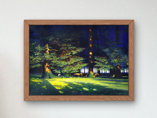 Interior of a Forest with Grazing Sheep by Paul Wilhelm Keller-Reutlingen, 1920, Realism and Naturalism, fine art print
