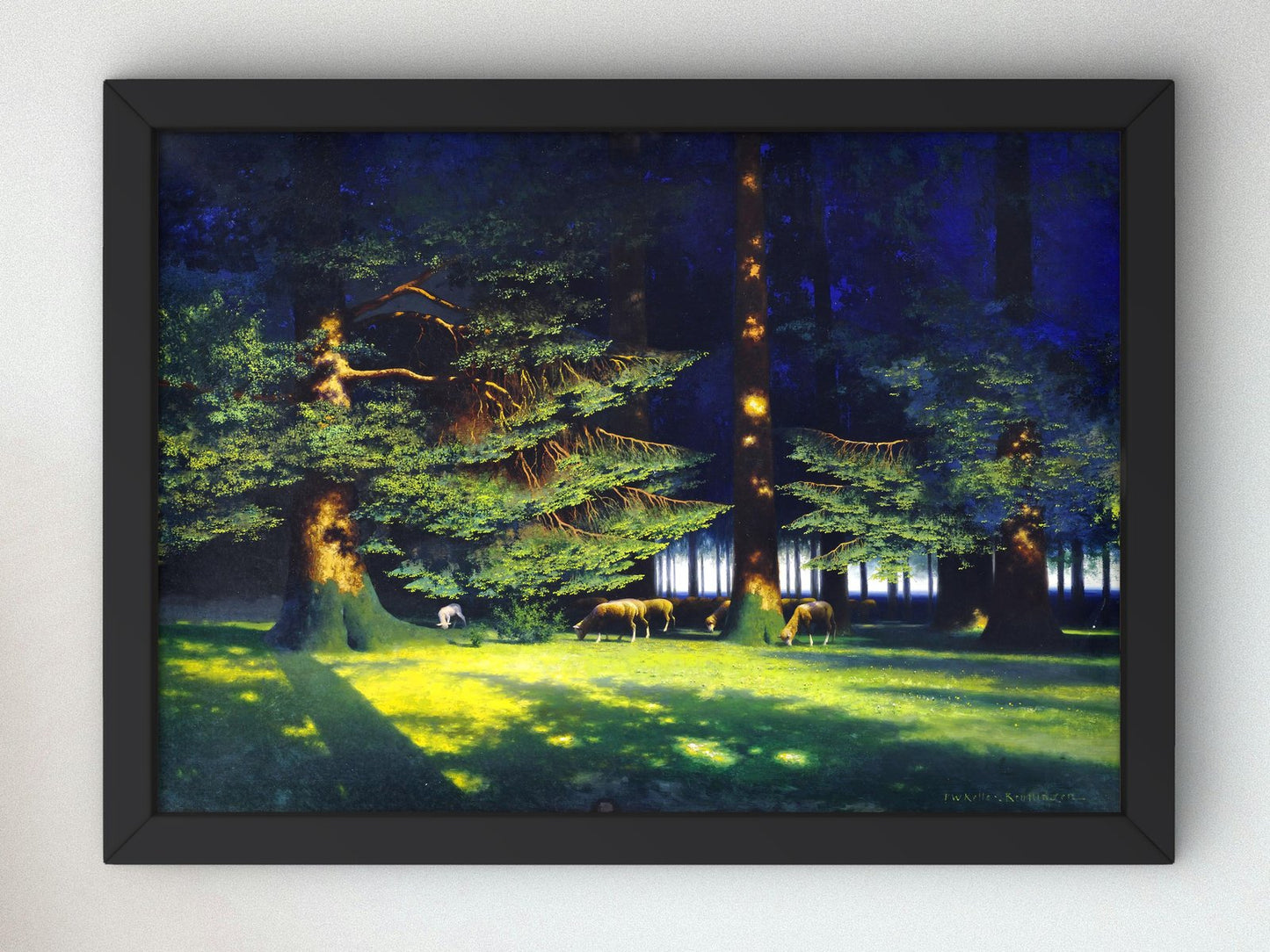 Interior of a Forest with Grazing Sheep by Paul Wilhelm Keller-Reutlingen, 1920, Realism and Naturalism, fine art print