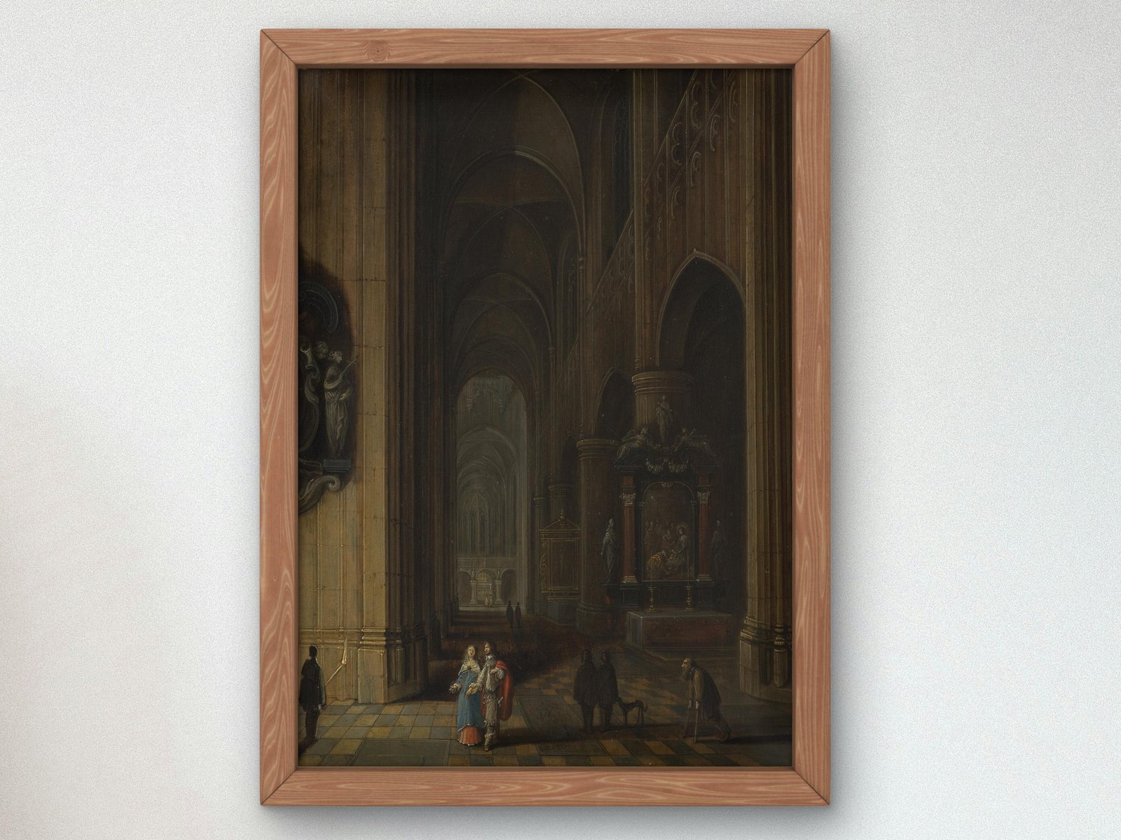 Interior of a Gothic Church at Night by Pieter Neeffs the Younger and Frans Francken III, 1660, Baroque and Chiaroscuro, fine art print