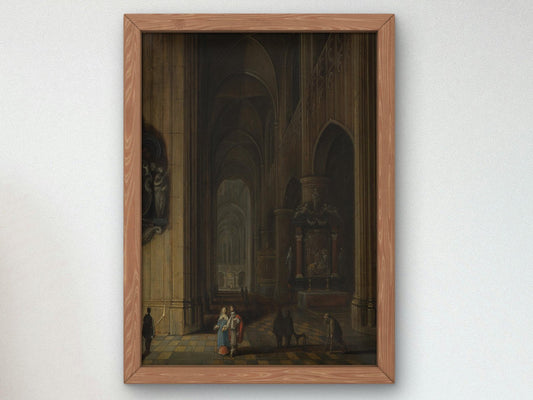 Interior of a Gothic Church at Night by Pieter Neeffs the Younger and Frans Francken III, 1660, Baroque and Chiaroscuro, fine art print