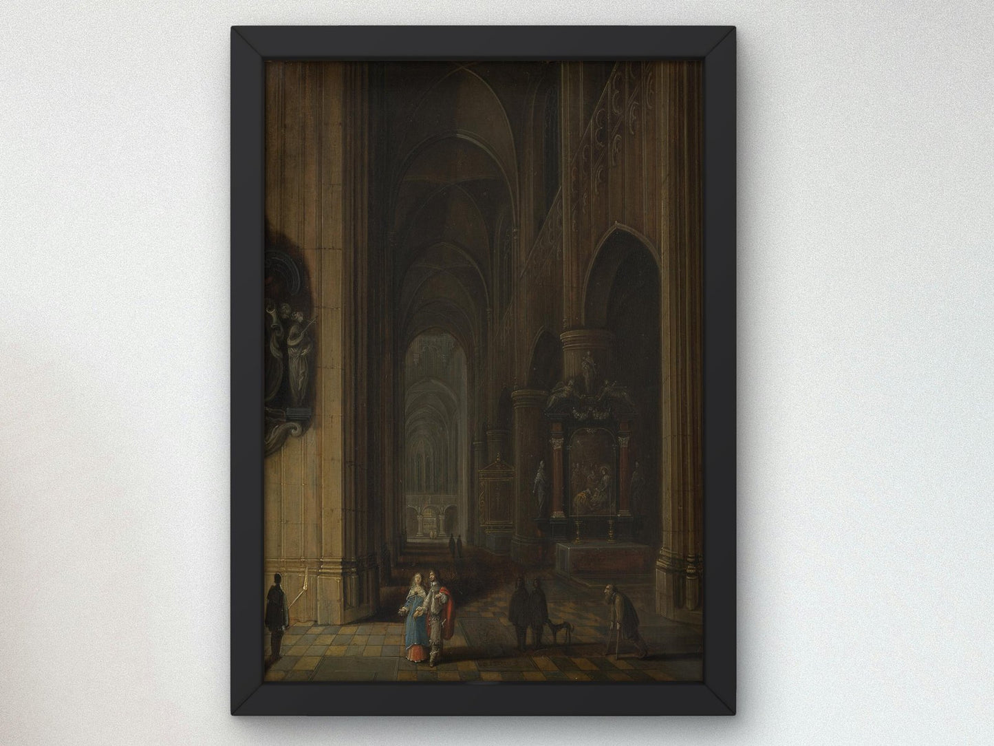 Interior of a Gothic Church at Night by Pieter Neeffs the Younger and Frans Francken III, 1660, Baroque and Chiaroscuro, fine art print