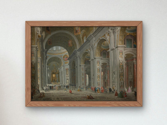 Interior of Saint Peter's Rome by Giovanni Paolo Panini, 1754, Rococo and Neoclassicism, fine art print