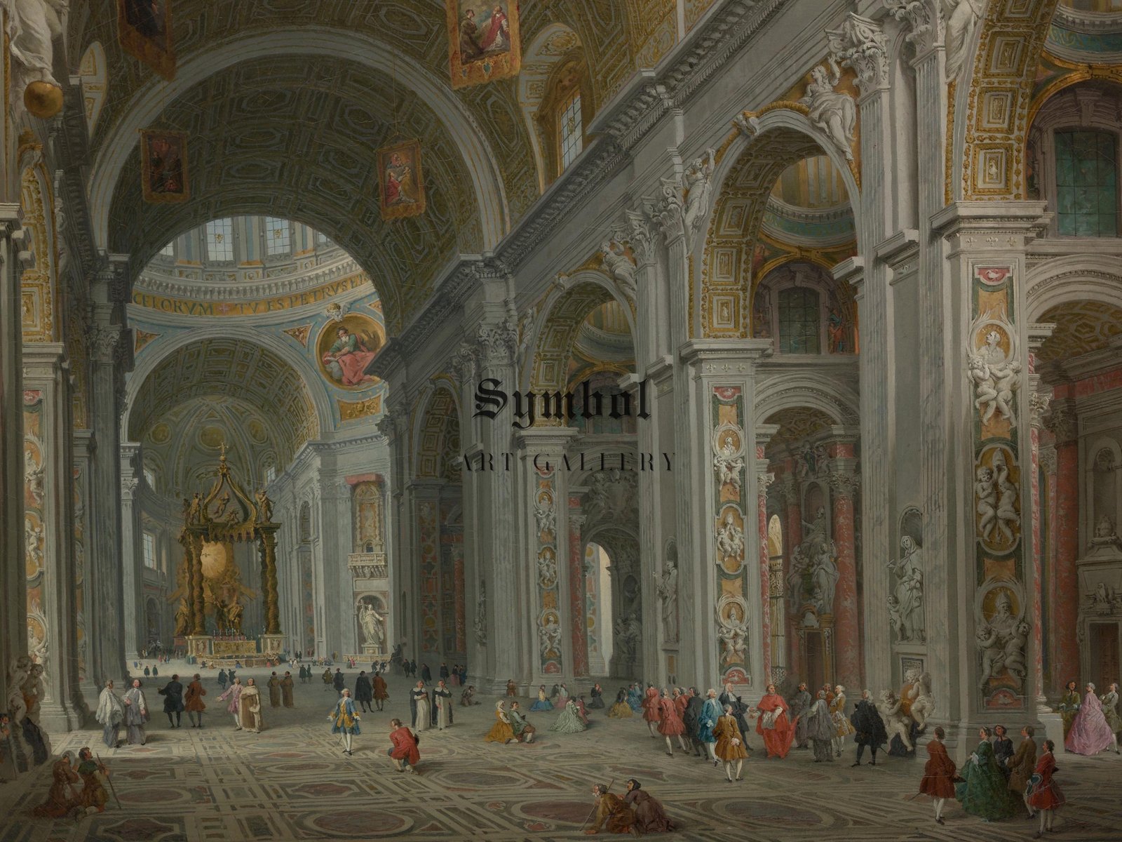 Interior of Saint Peter's Rome by Giovanni Paolo Panini, 1754, Rococo and Neoclassicism, fine art print