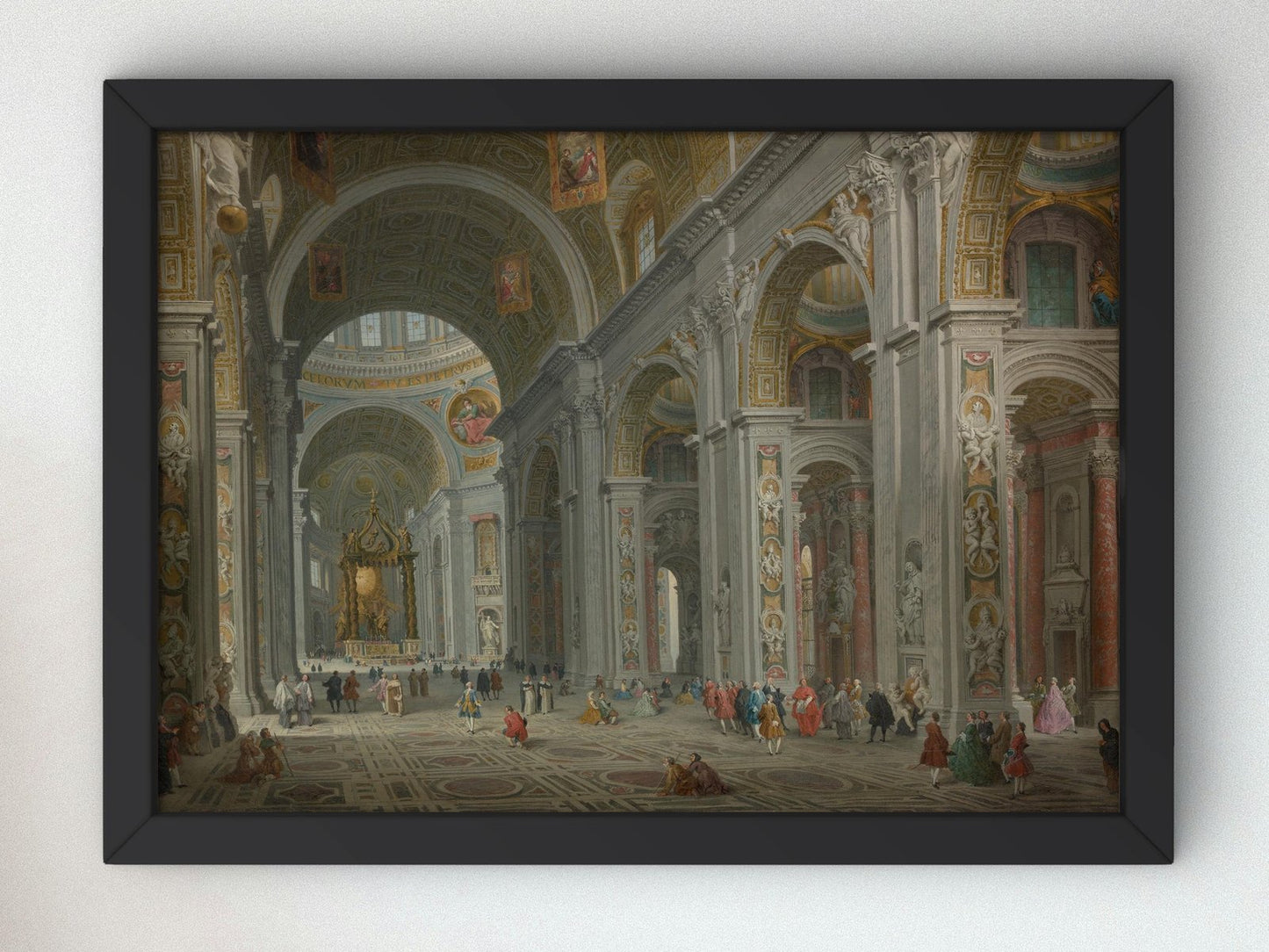 Interior of Saint Peter's Rome by Giovanni Paolo Panini, 1754, Rococo and Neoclassicism, fine art print