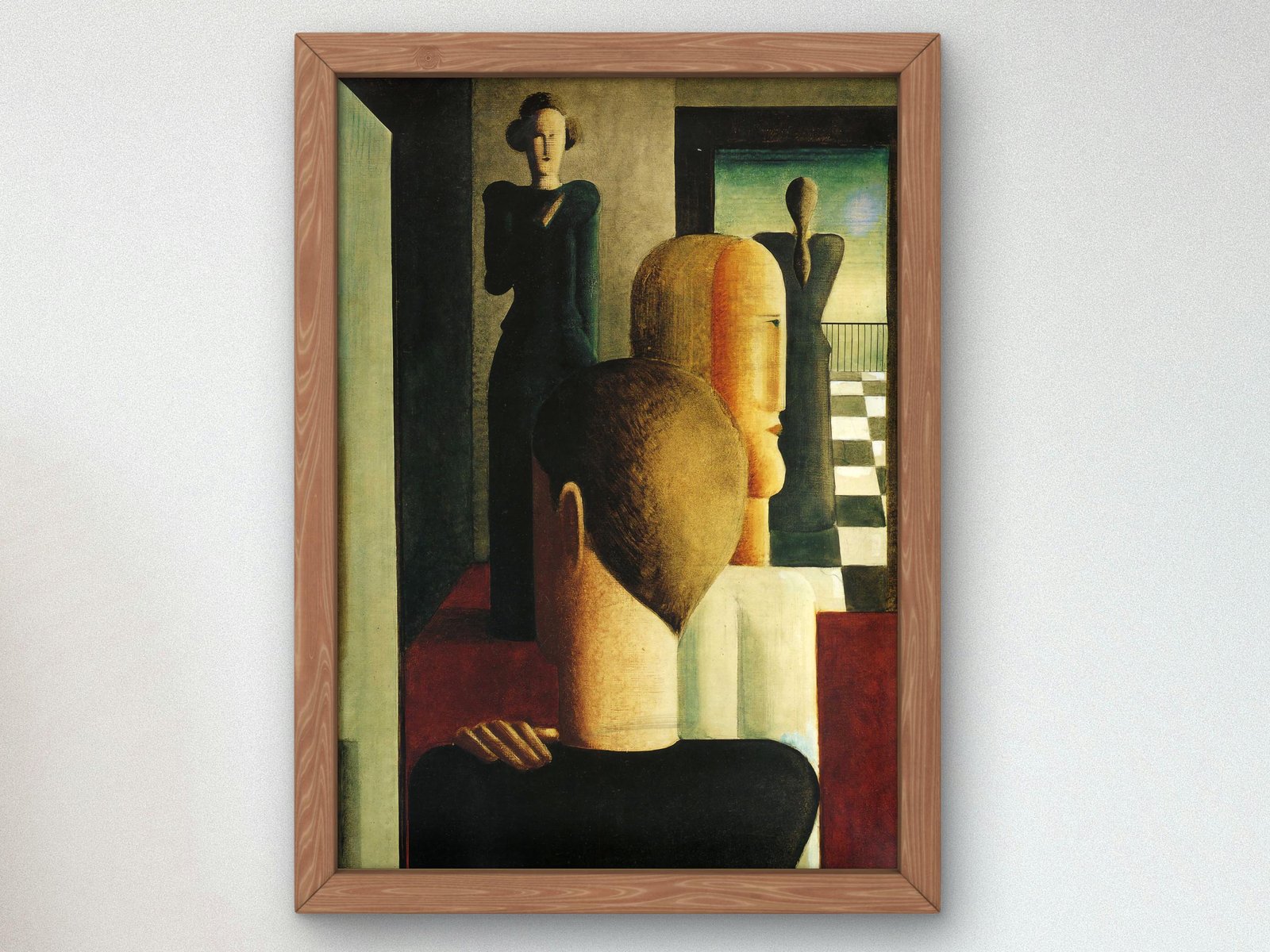 Interior with Four Figures Roman by Oskar Schlemmer, 1925, Cubism and Abstract Art, fine art print