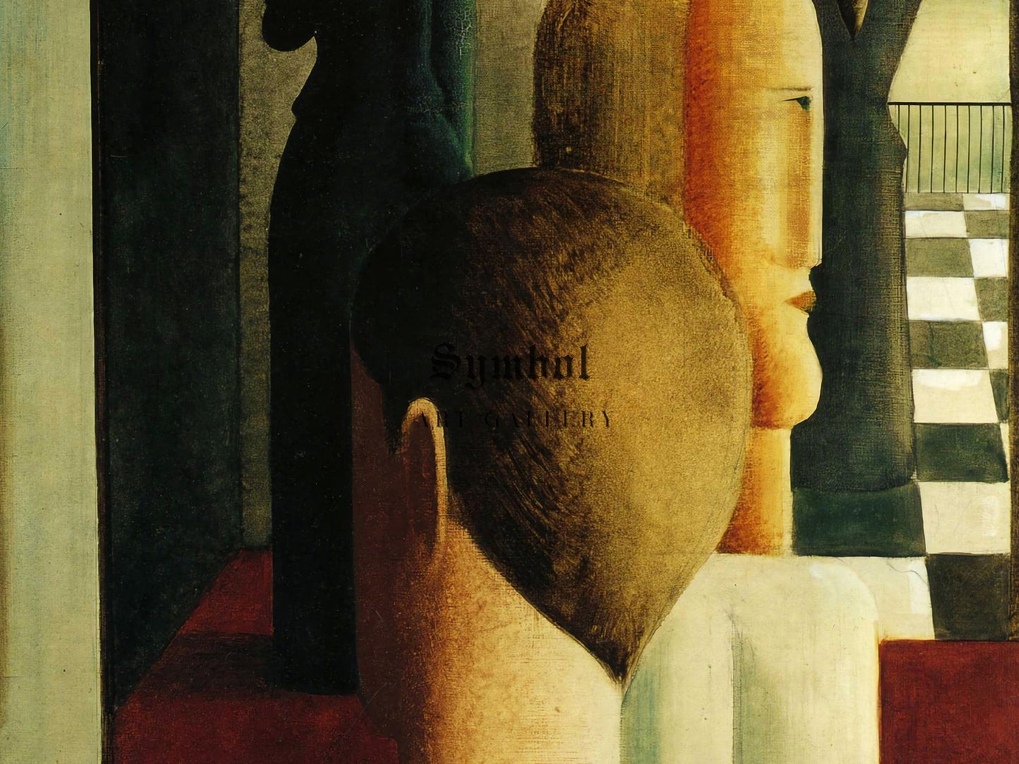 Interior with Four Figures Roman by Oskar Schlemmer, 1925, Cubism and Abstract Art, fine art print