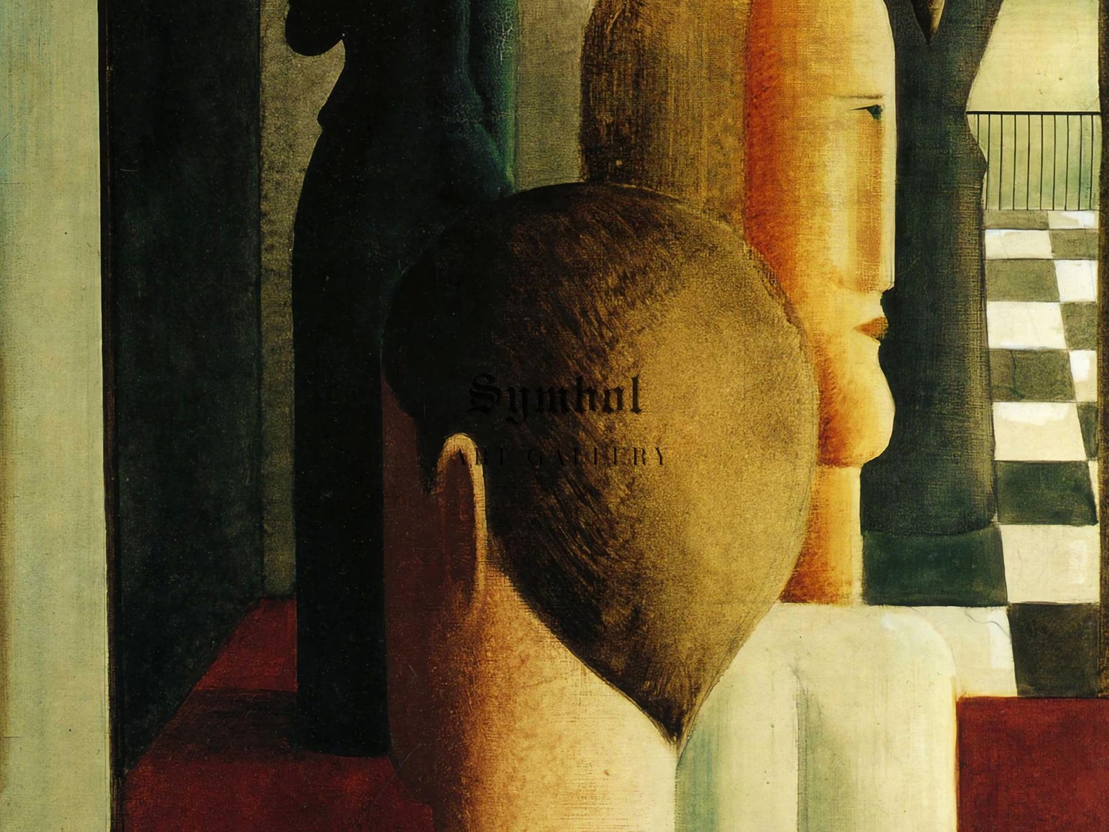 Interior with Four Figures Roman by Oskar Schlemmer, 1925, Cubism and Abstract Art, fine art print