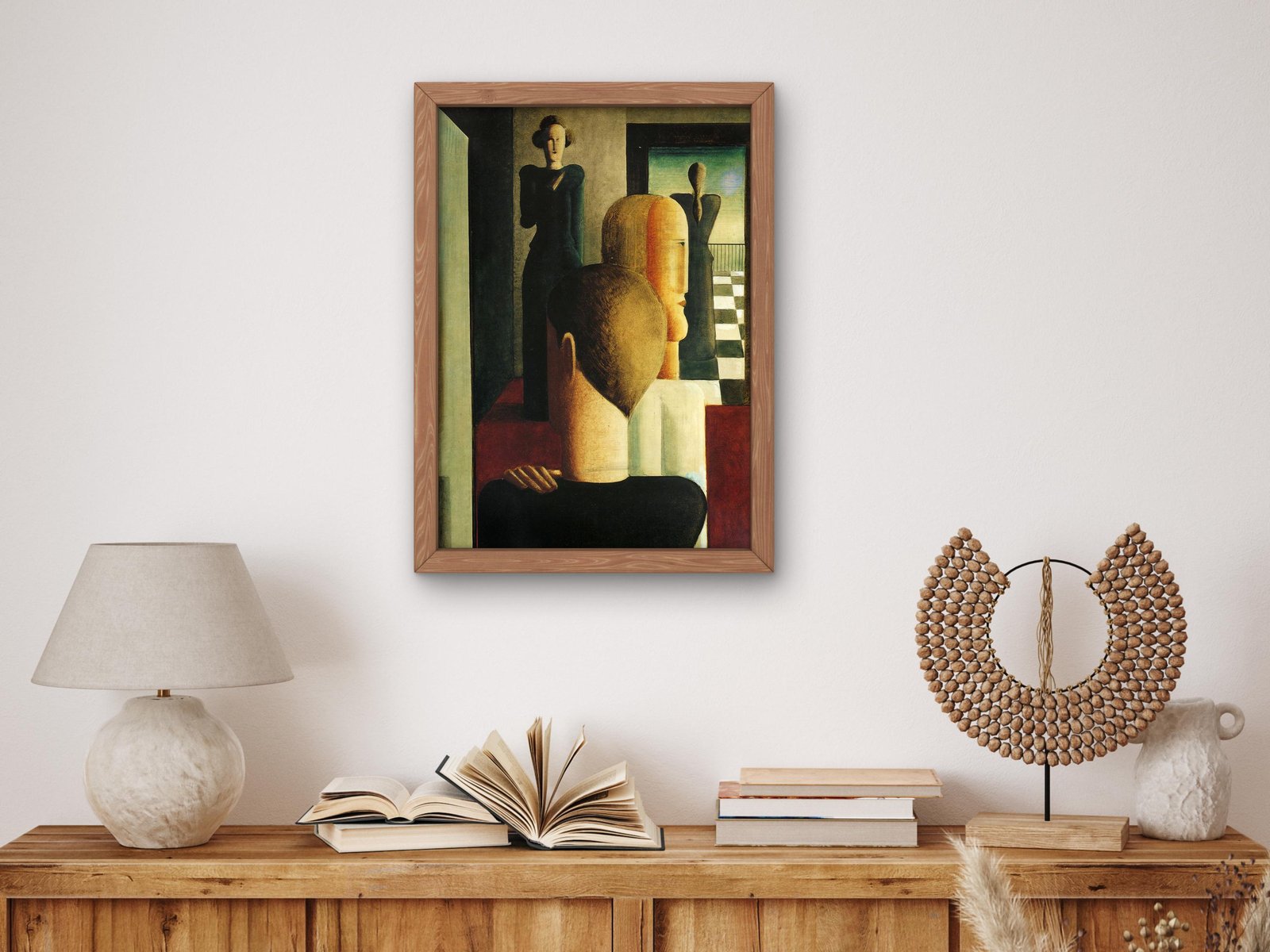 Interior with Four Figures Roman by Oskar Schlemmer, 1925, Cubism and Abstract Art, fine art print