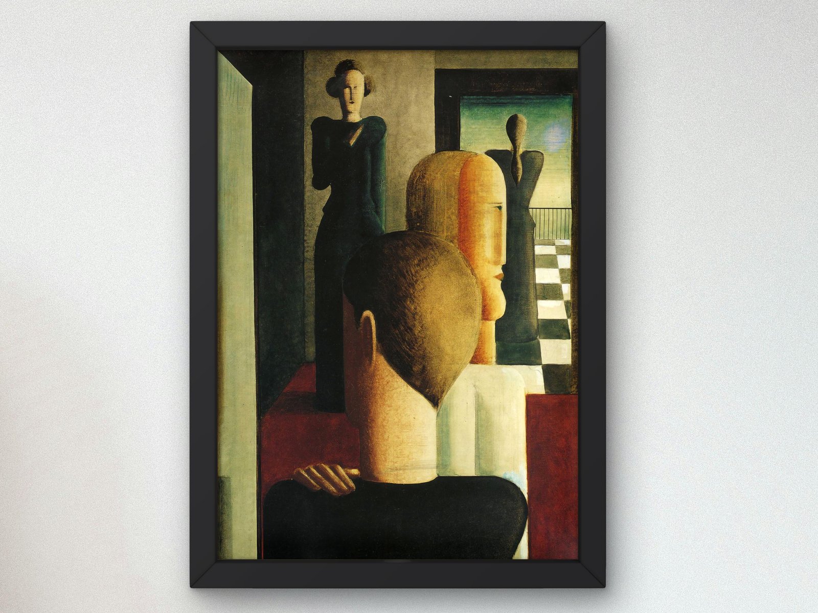 Interior with Four Figures Roman by Oskar Schlemmer, 1925, Cubism and Abstract Art, fine art print