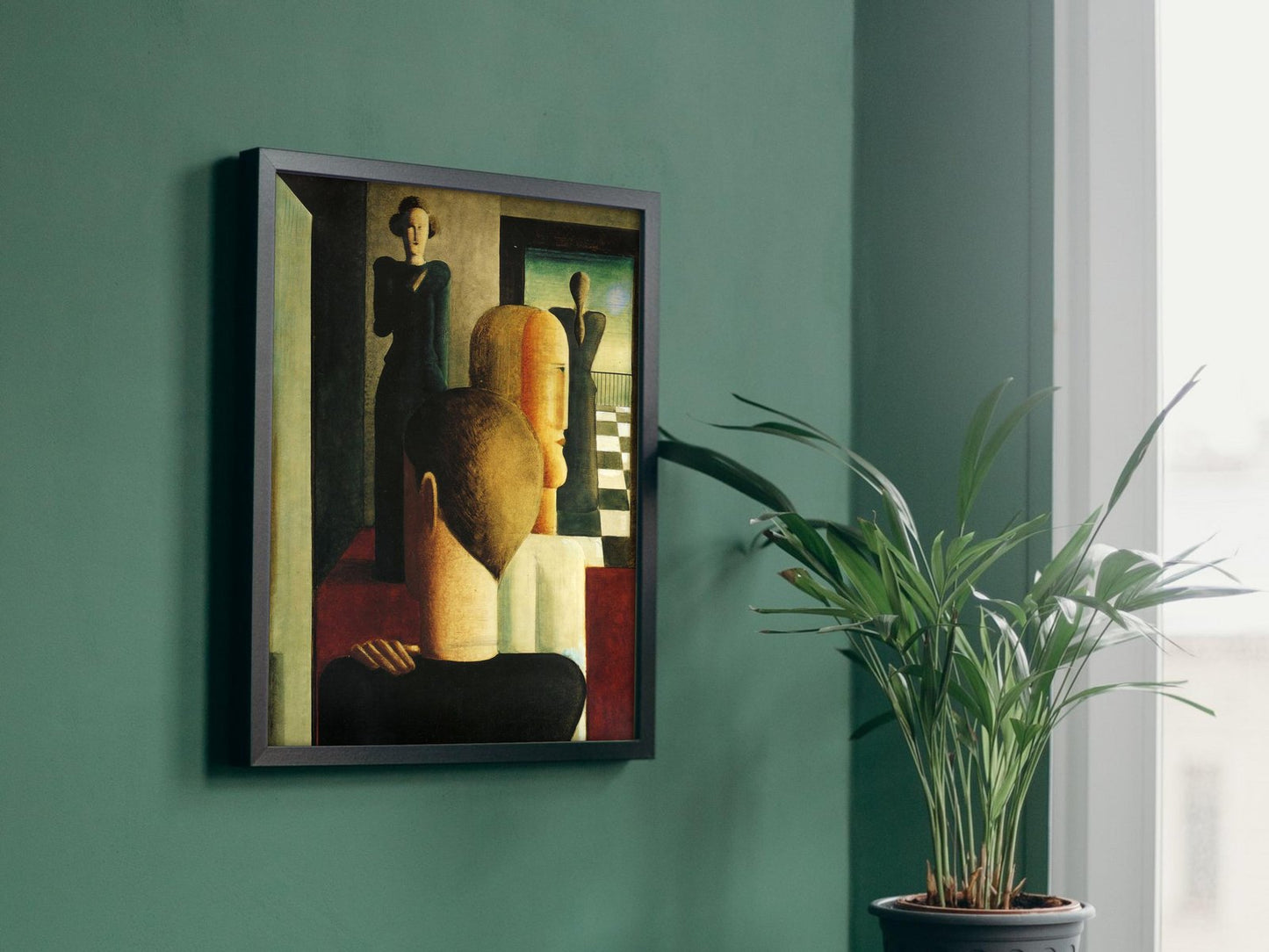 Interior with Four Figures Roman by Oskar Schlemmer, 1925, Cubism and Abstract Art, fine art print