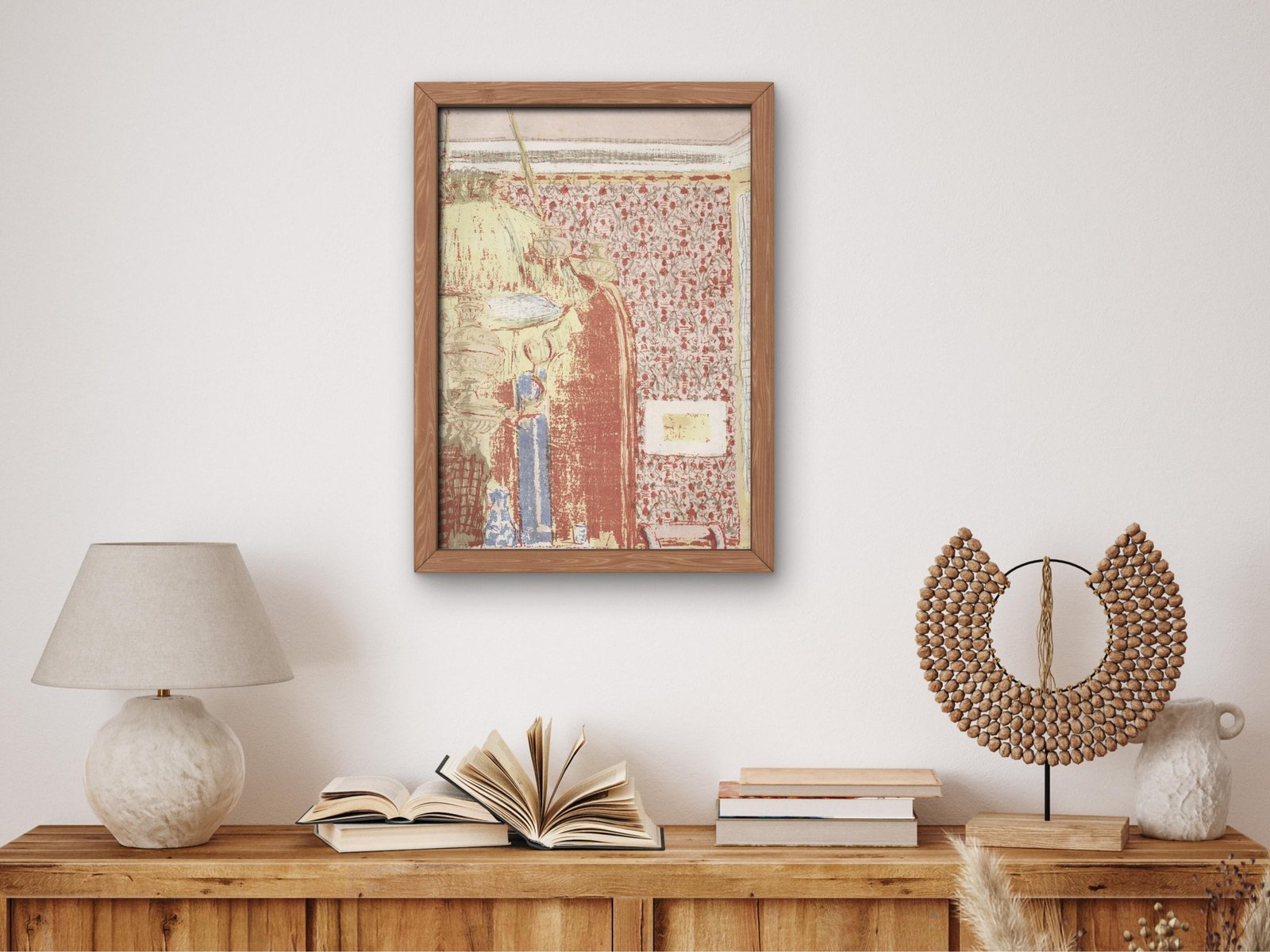Interior with Pink Wallpaper II by Édouard Vuillard, 1899, Art Nouveau, fine art print