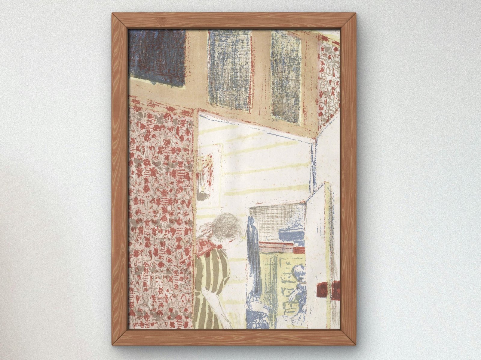 Interior with Pink Wallpaper III by Édouard Vuillard, 1899, Art Nouveau, fine art print