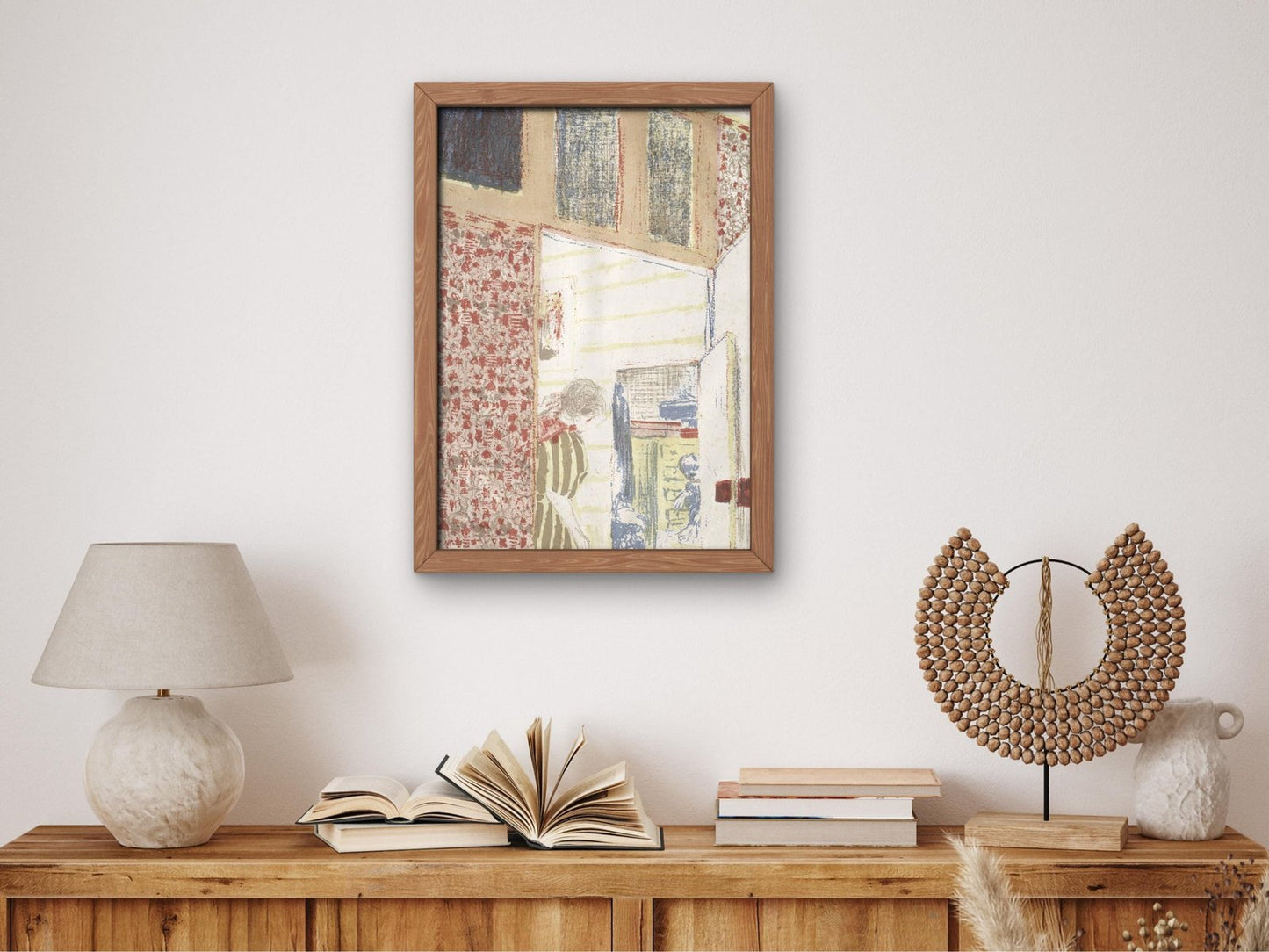 Interior with Pink Wallpaper III by Édouard Vuillard, 1899, Art Nouveau, fine art print