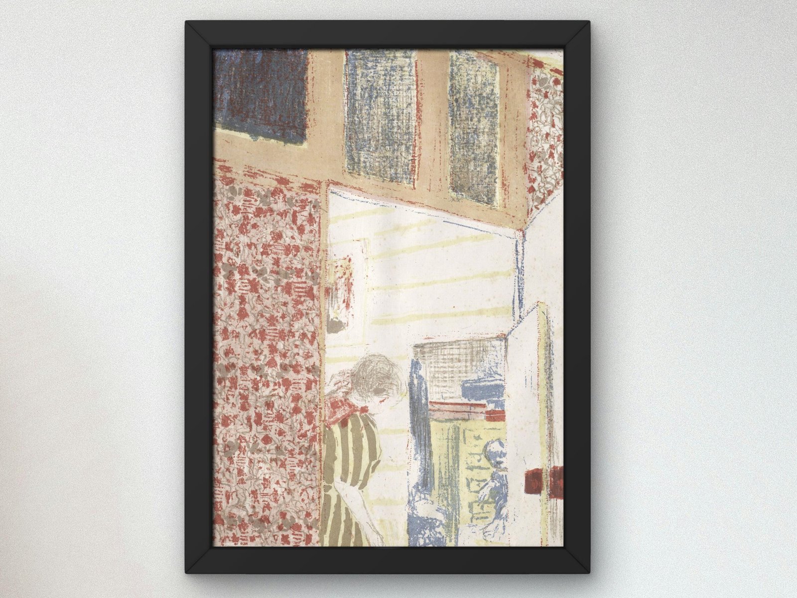 Interior with Pink Wallpaper III by Édouard Vuillard, 1899, Art Nouveau, fine art print