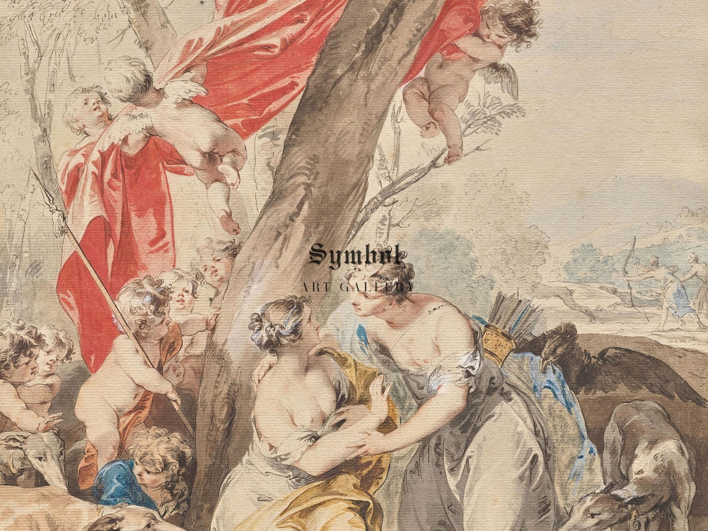 Jupiter in the Guise of Diana and Callisto by Jacob de Wit, 1733, Rococo and Neoclassicism, fine art print