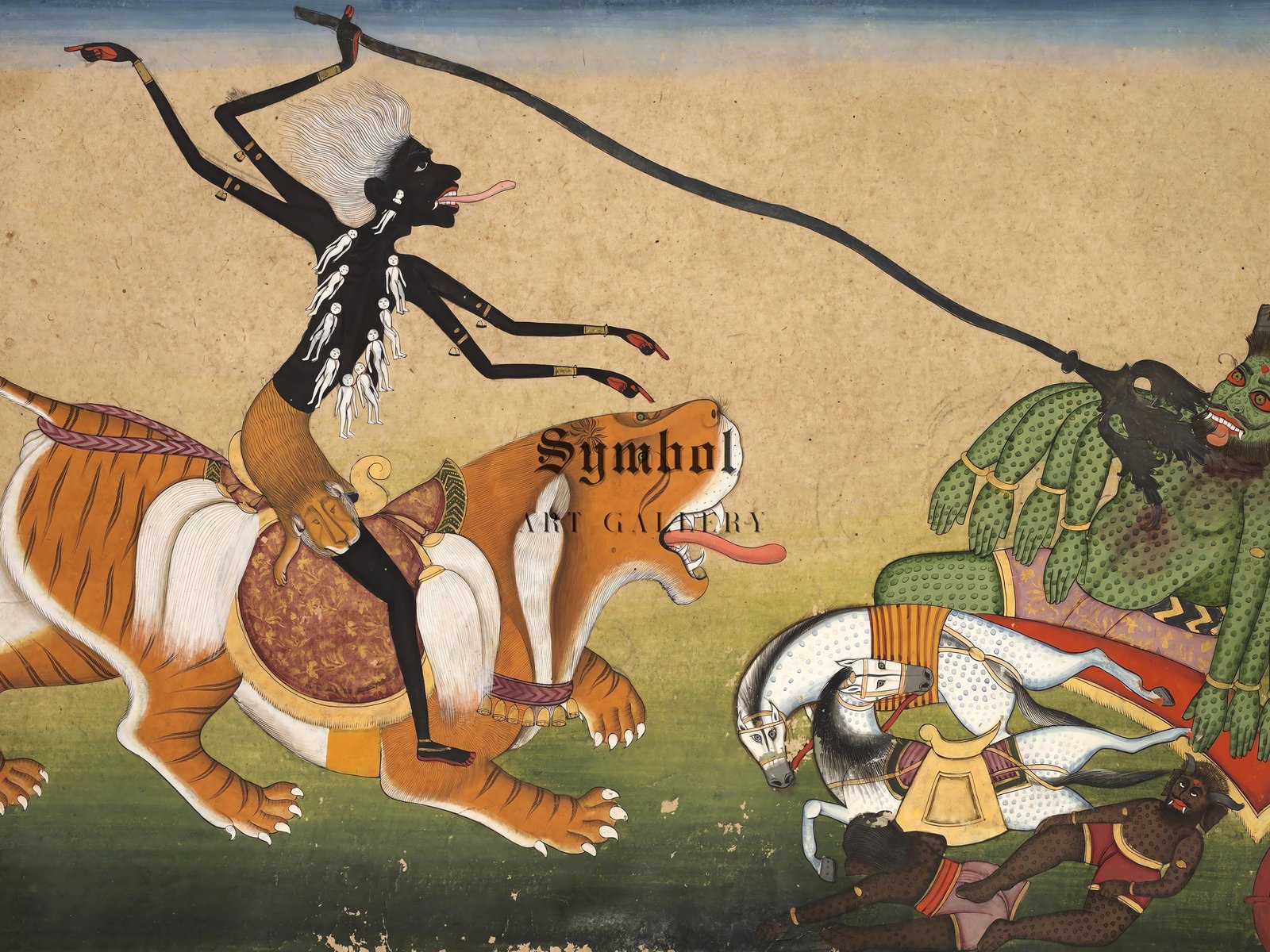 Kali Attacking Nisumbha by Unknown Artist, 1740, Orientalism and Exoticism, fine art print