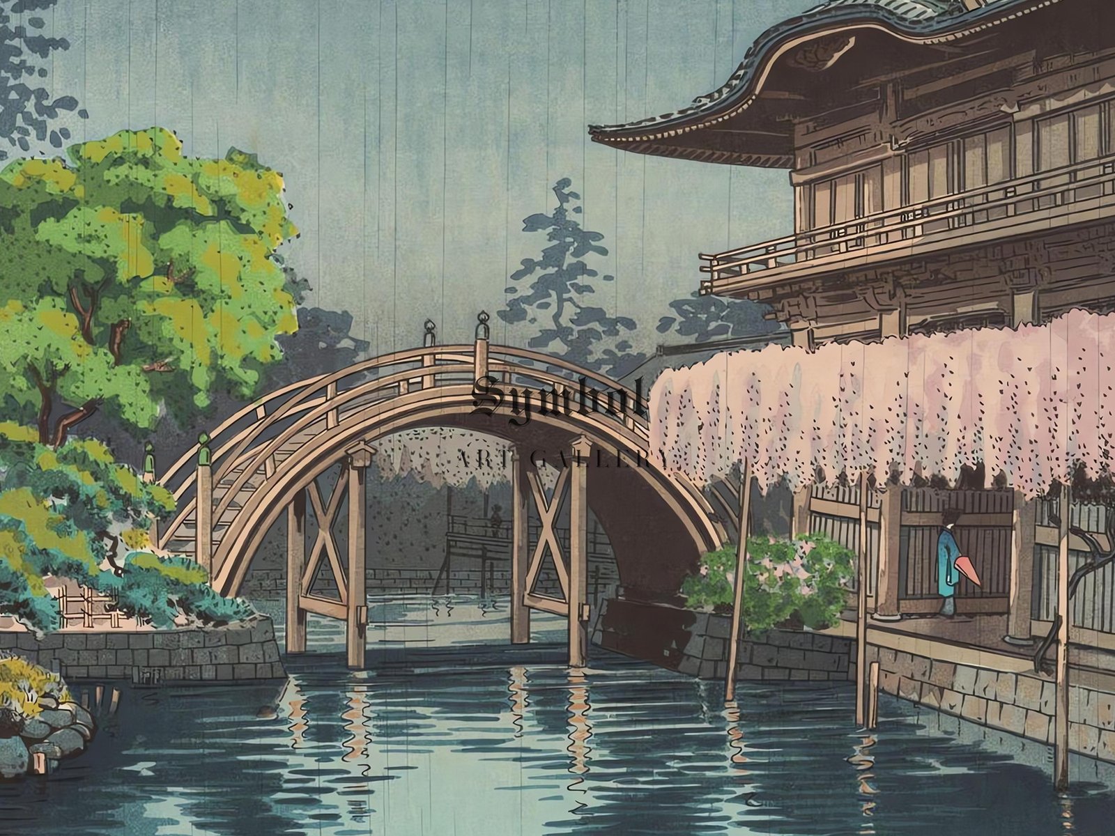 Kameido Tenmangu Shrine by Tsuchiya Koitsu, 1935, Japanese Woodblock Prints, fine art print