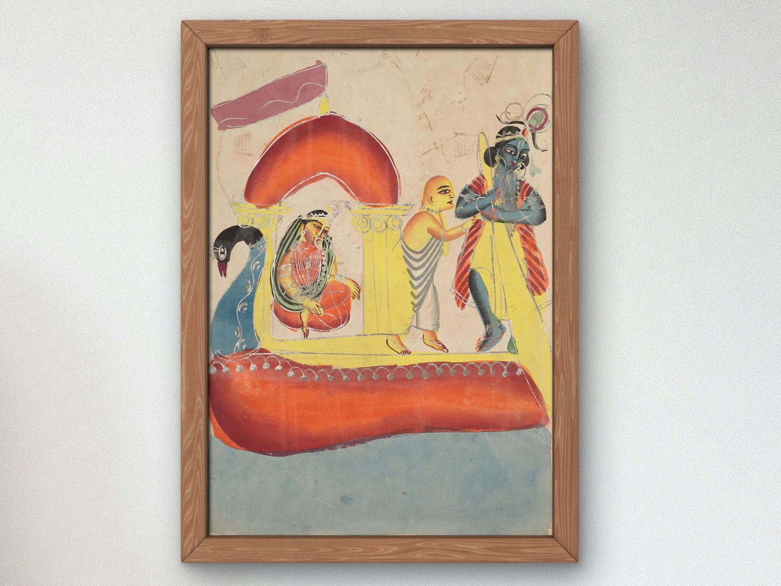 Krishna Ferrying Radha Across the Yamuna River by Unknown Indian Artist, 1890, Orientalism and Exoticism, fine art print