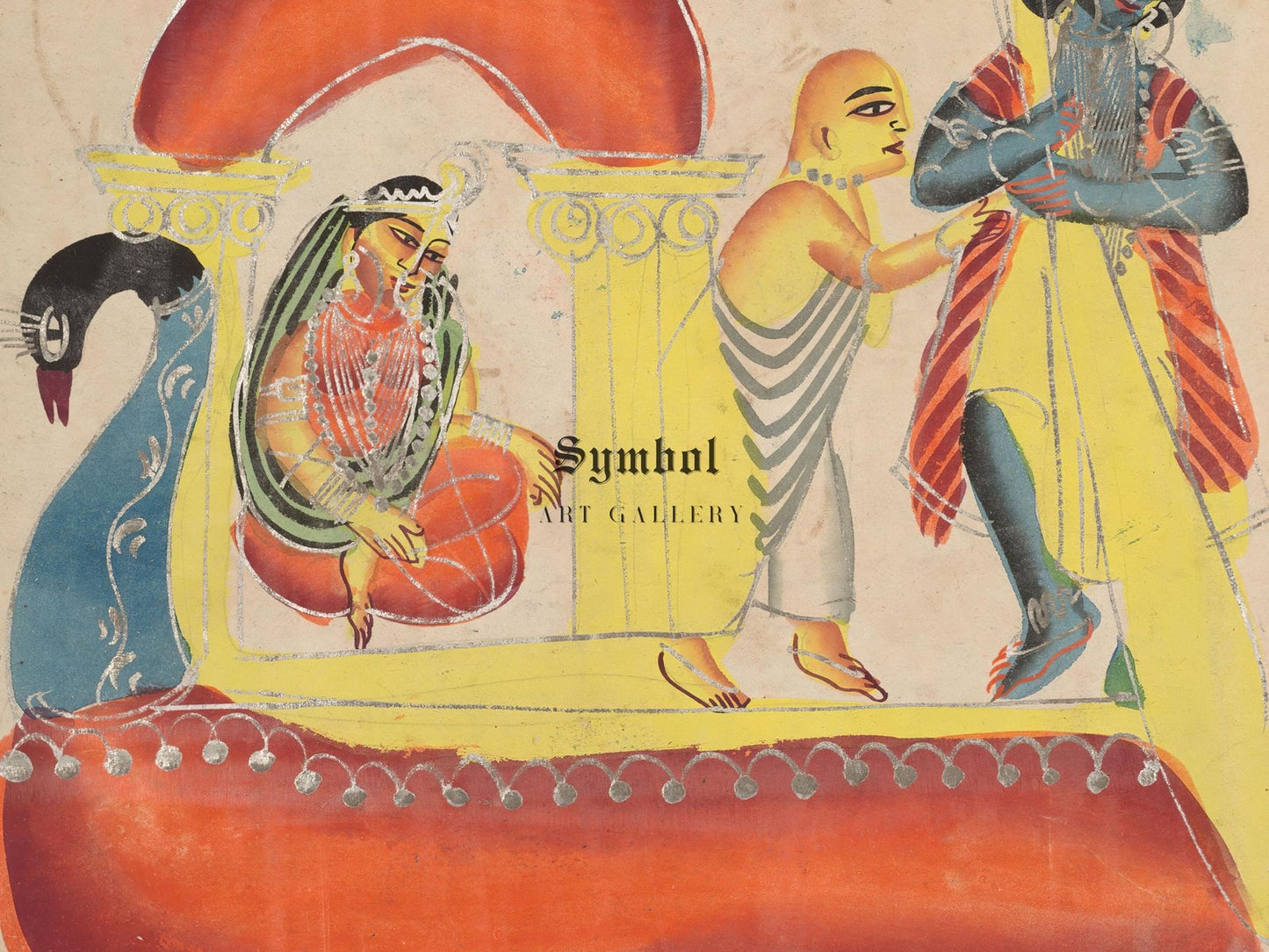 Krishna Ferrying Radha Across the Yamuna River by Unknown Indian Artist, 1890, Orientalism and Exoticism, fine art print