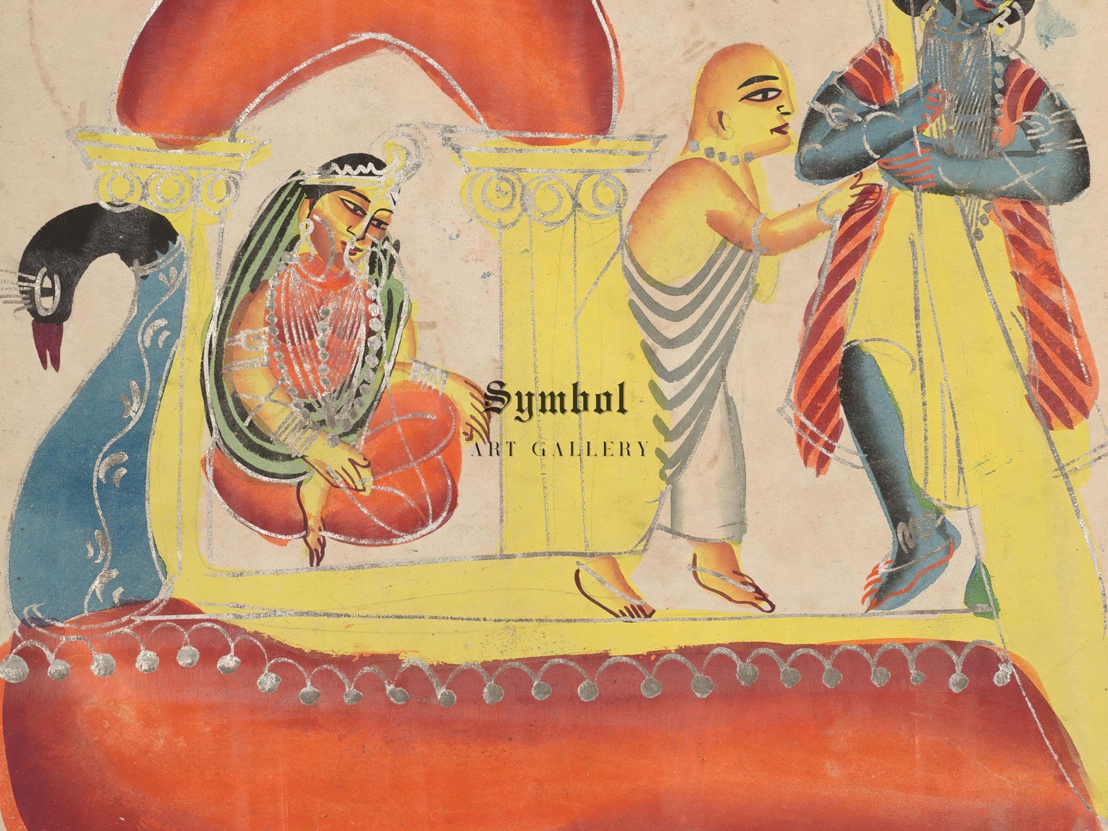 Krishna Ferrying Radha Across the Yamuna River by Unknown Indian Artist, 1890, Orientalism and Exoticism, fine art print