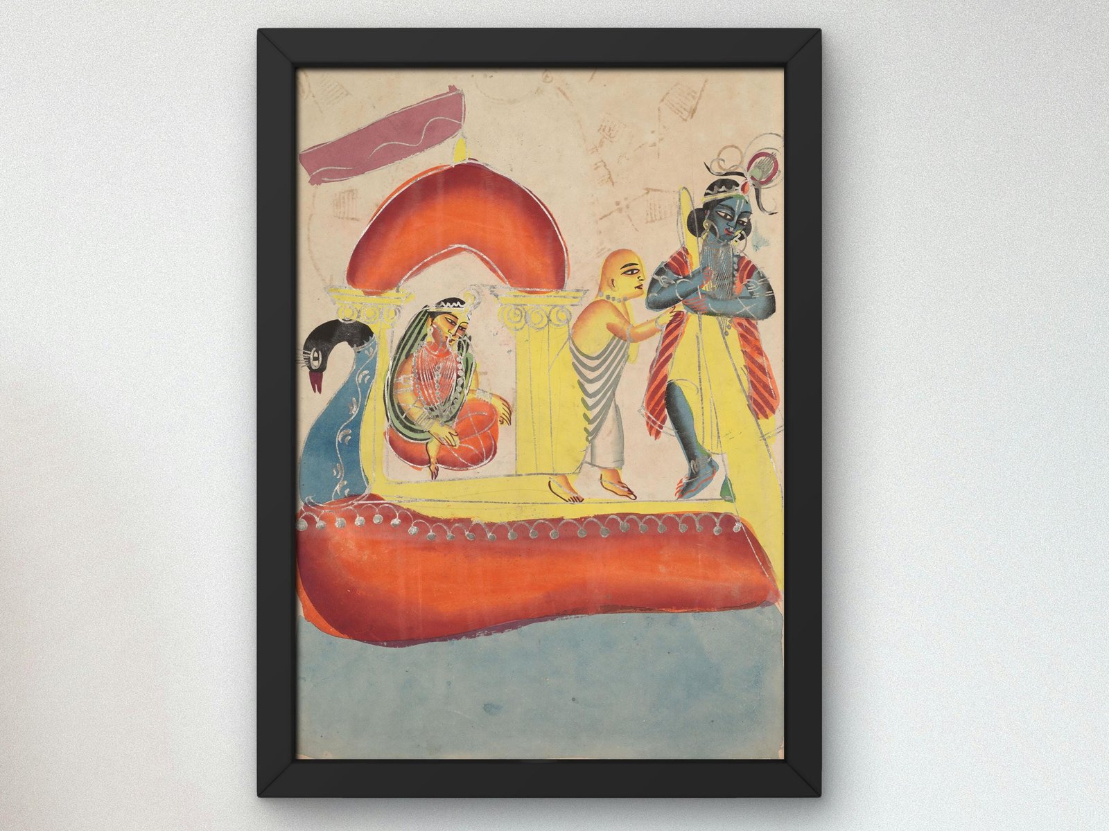 Krishna Ferrying Radha Across the Yamuna River by Unknown Indian Artist, 1890, Orientalism and Exoticism, fine art print