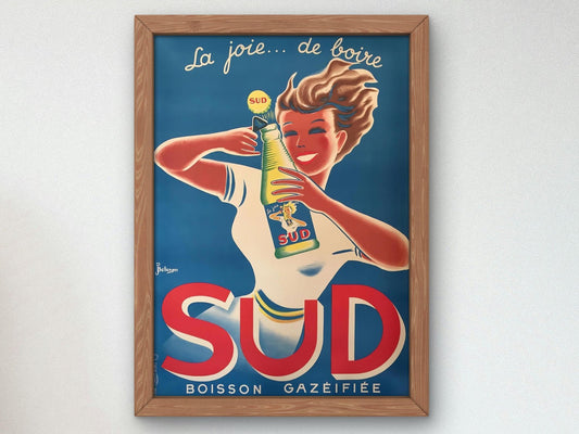 La joie de Boire Sud by P. Bellenger, 1945, Vintage Ads and Posters, fine art print