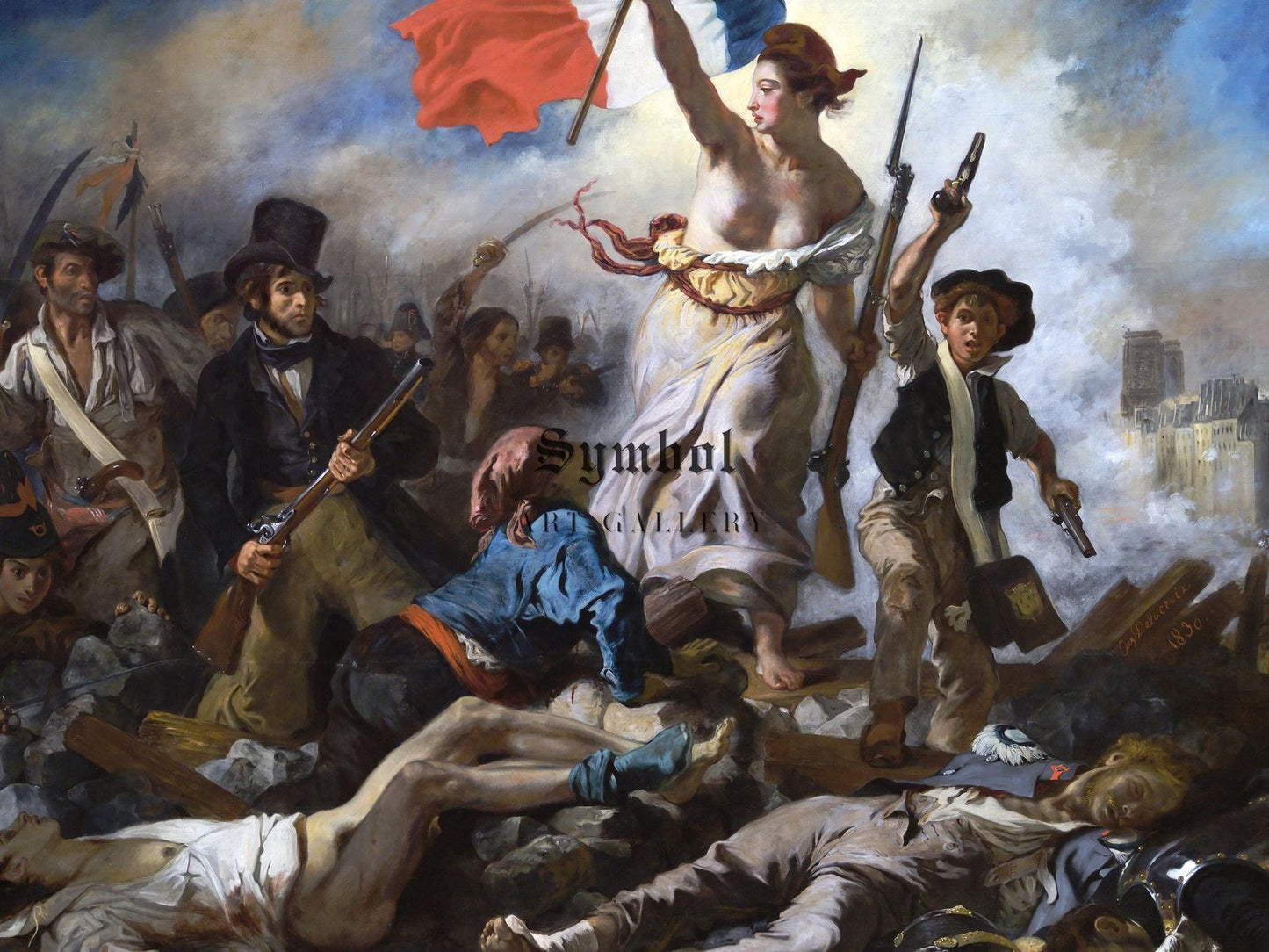 Liberty Leading the People by Eugène Delacroix, 1830, Romanticism, fine art print