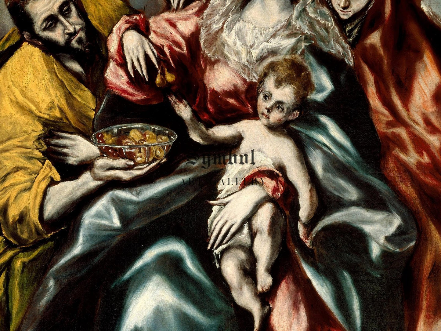La Sagrada Familia con María Magdalena y plato de frutas by El Greco, 1610, Baroque and Chiaroscuro, fine art print