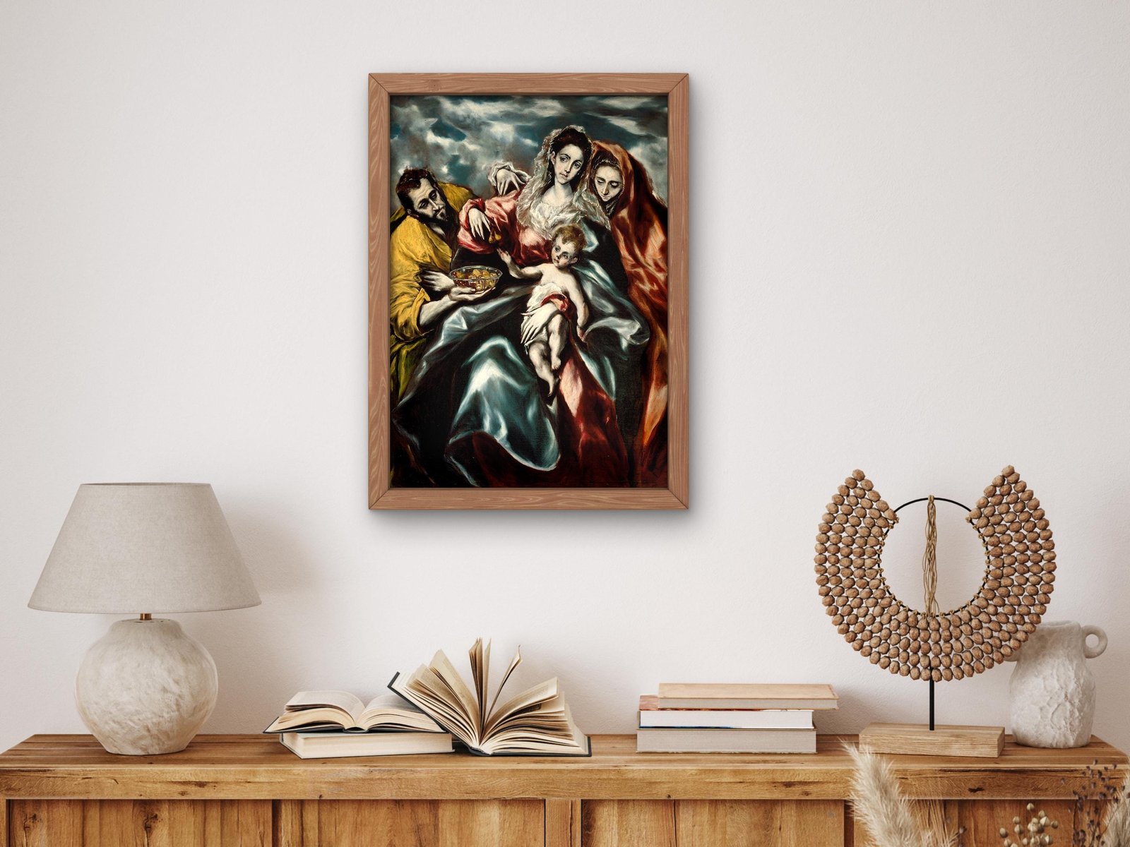 La Sagrada Familia con María Magdalena y plato de frutas by El Greco, 1610, Baroque and Chiaroscuro, fine art print