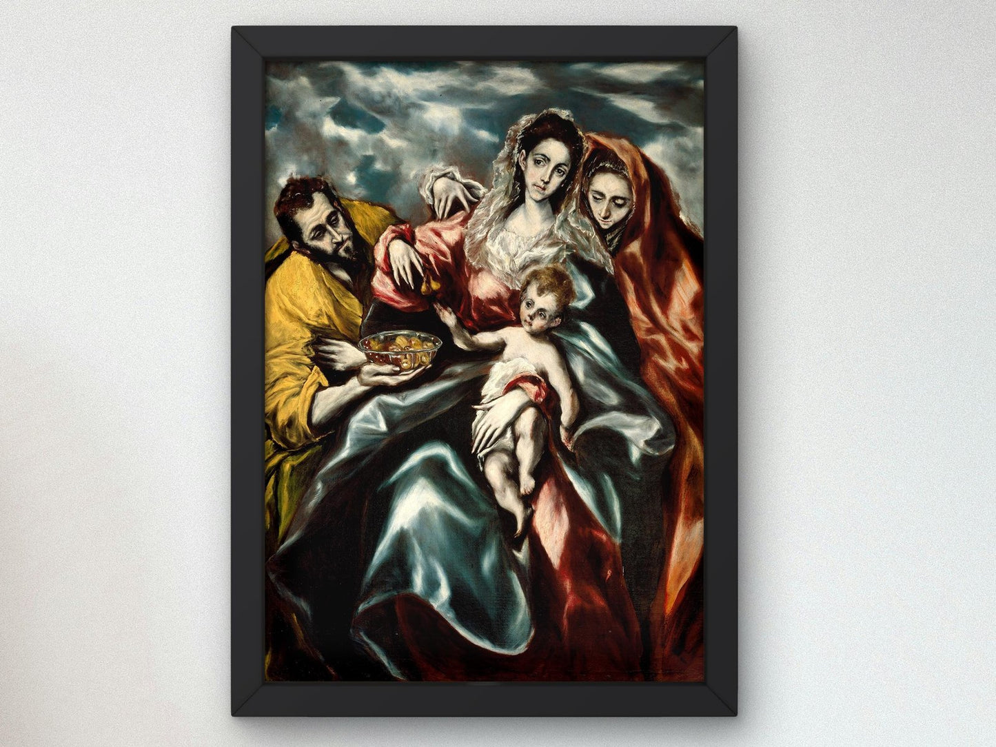 La Sagrada Familia con María Magdalena y plato de frutas by El Greco, 1610, Baroque and Chiaroscuro, fine art print